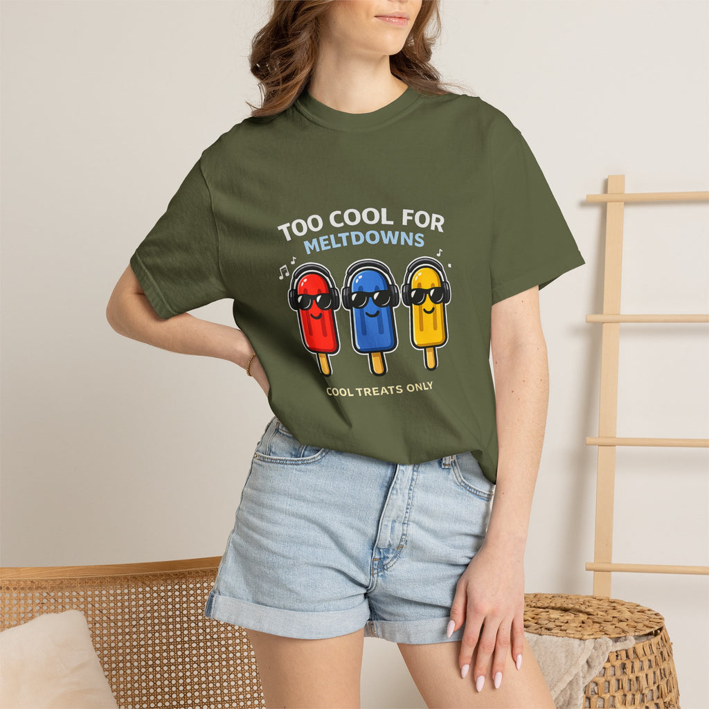 3 Cool Popsicles Graphic T-Shirt — "Too Cool for Meltdowns" Summer Tee