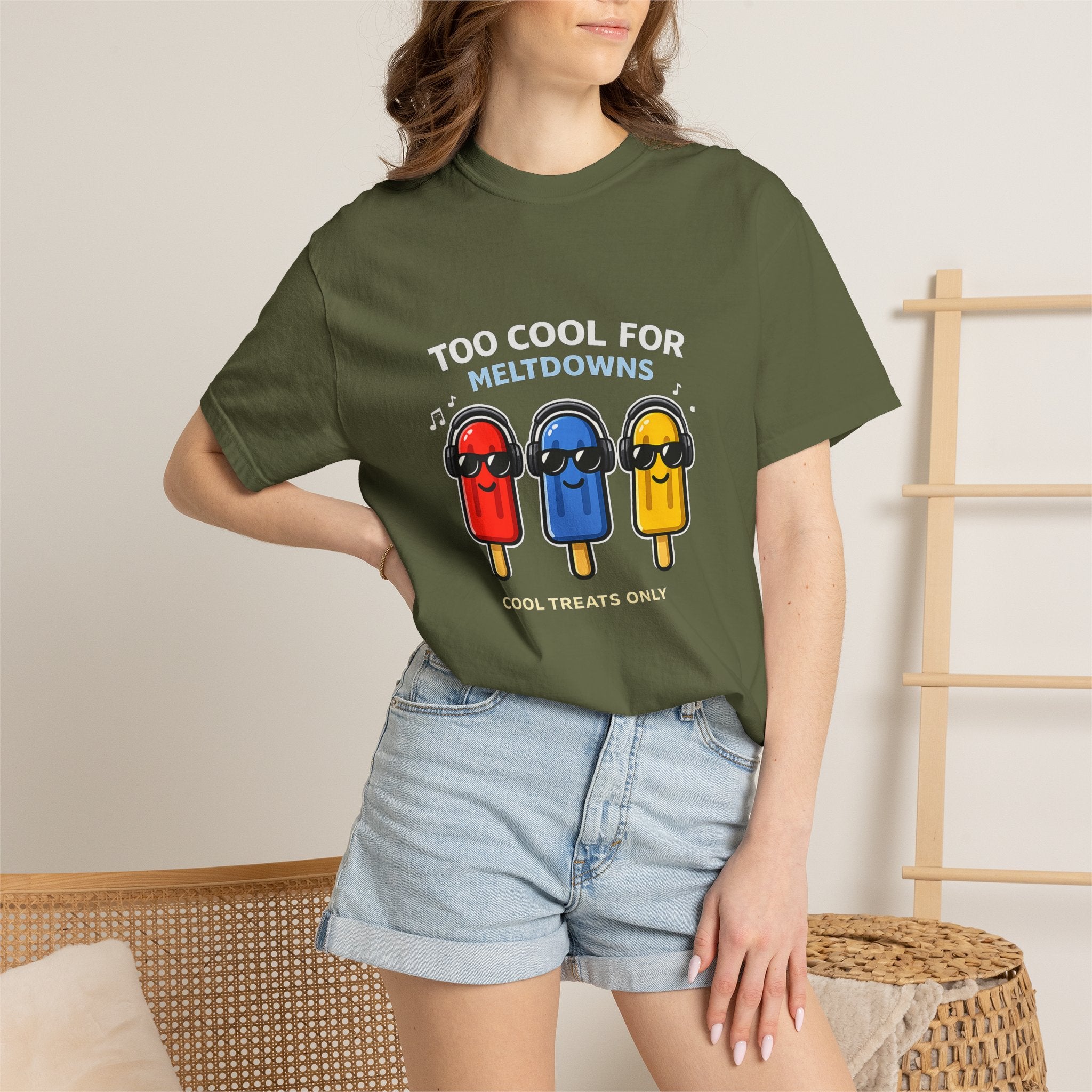 3 Cool Popsicles Graphic T-Shirt — "Too Cool for Meltdowns" Summer Tee