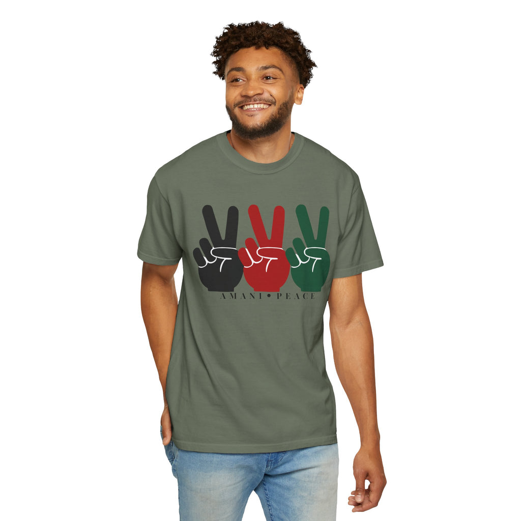 Peace Sign Trio T-Shirt — Black Red Green Retro Vibes