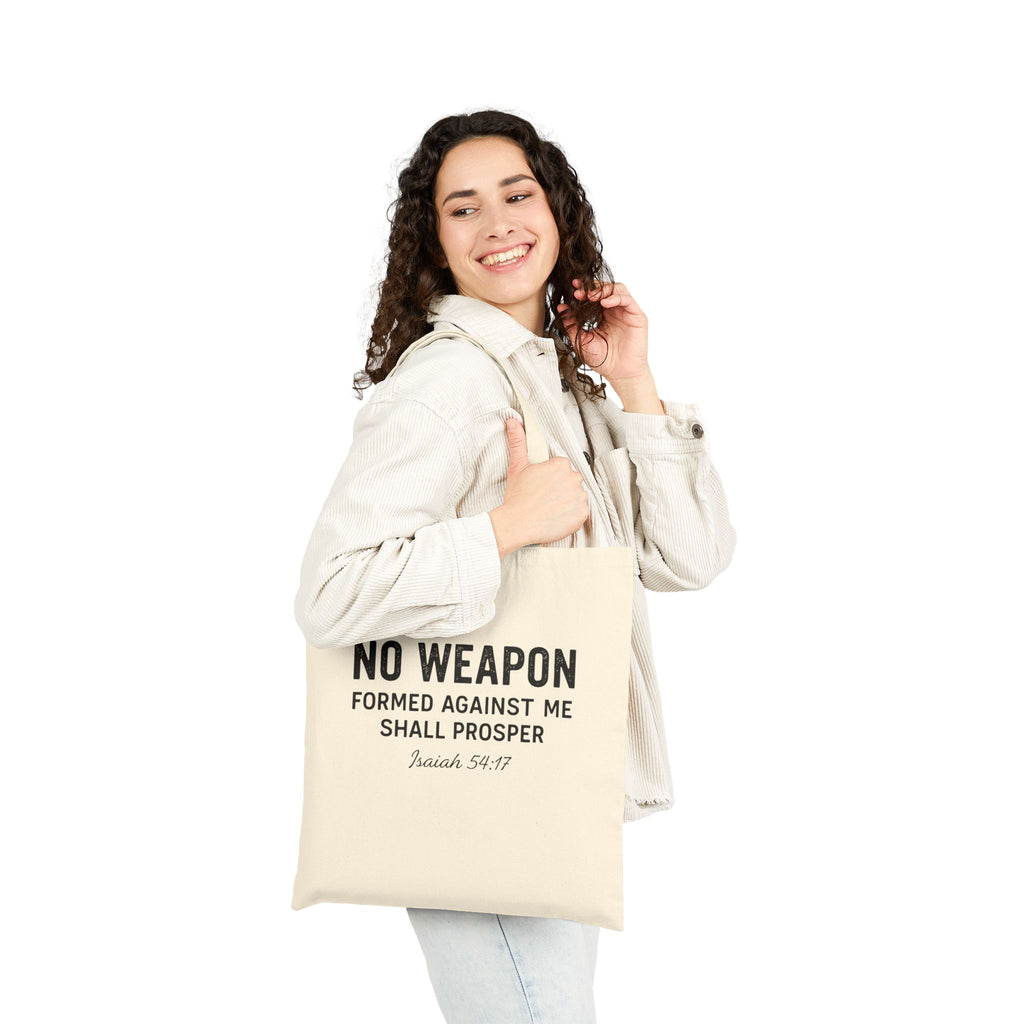 "No Weapon Formed Against Me Shall Prosper" Isaiah 54:17 Tote