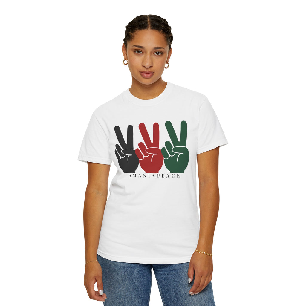 Peace Sign Trio T-Shirt — Black Red Green Retro Vibes