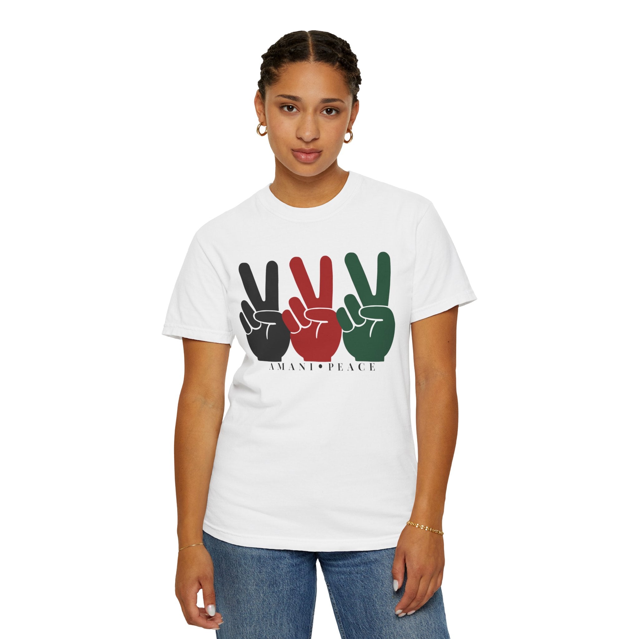 Peace Sign Trio T-Shirt — Black Red Green Retro Vibes
