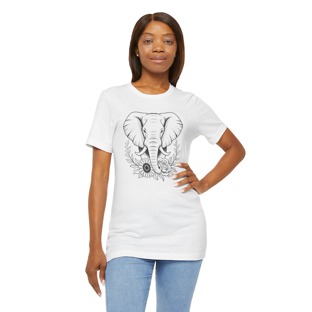 Elephant & Floral Strength T-Shirt — "Strength Meets Beauty"