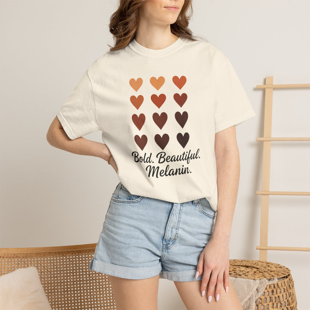Bold Beautiful Melanin Hearts Tee