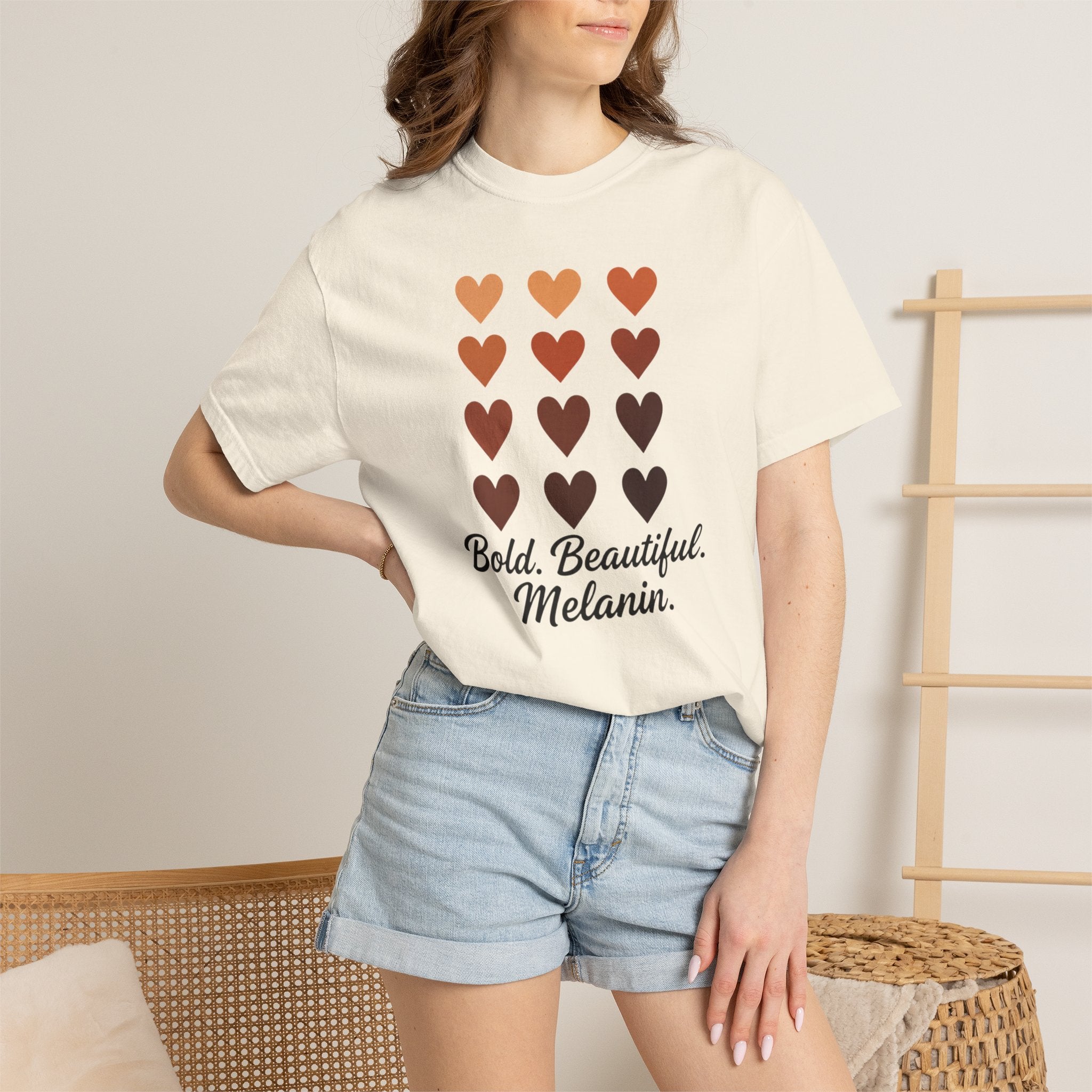 Bold Beautiful Melanin Hearts Tee