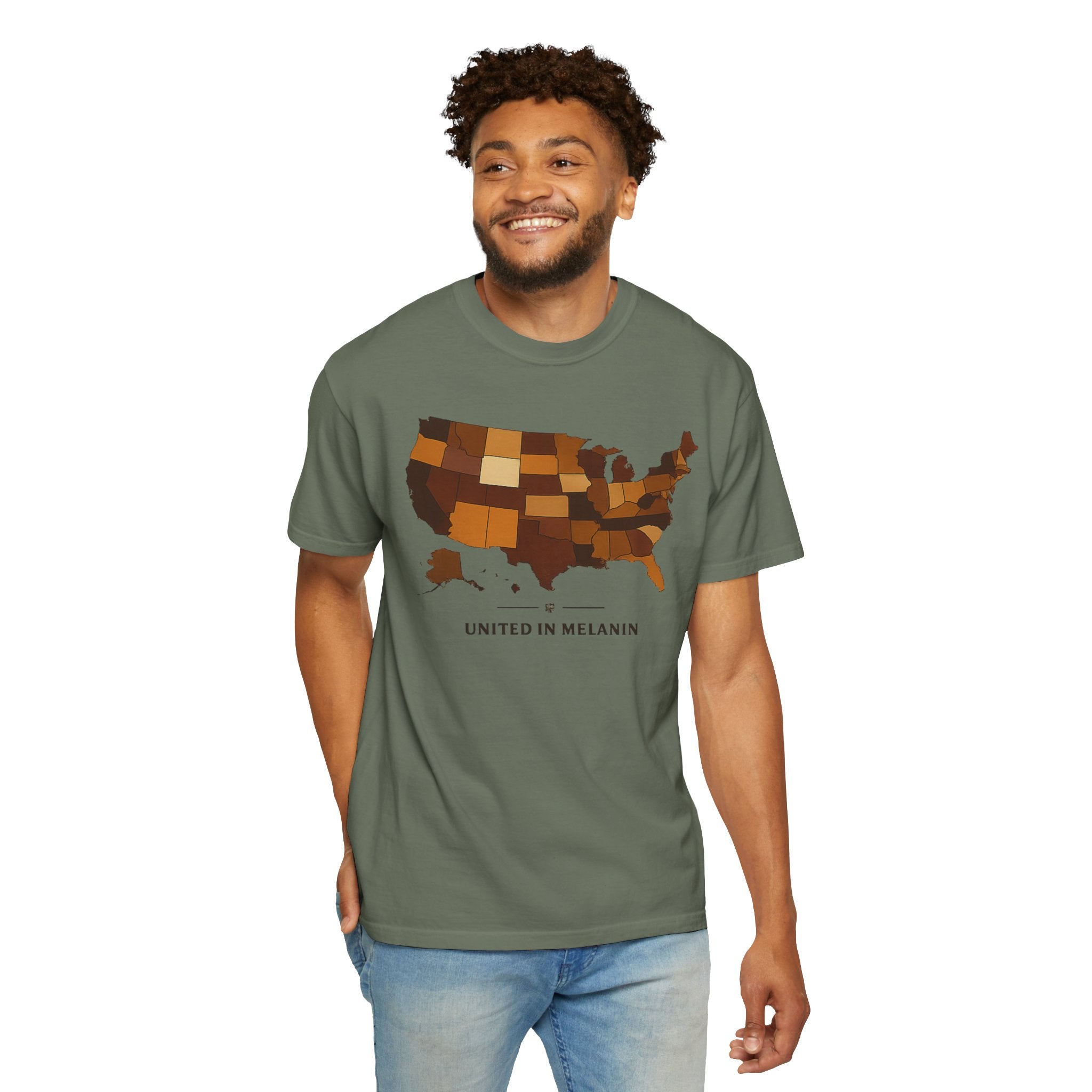 United in Melanin T-Shirt — Brown Shades USA Map Pride Tee