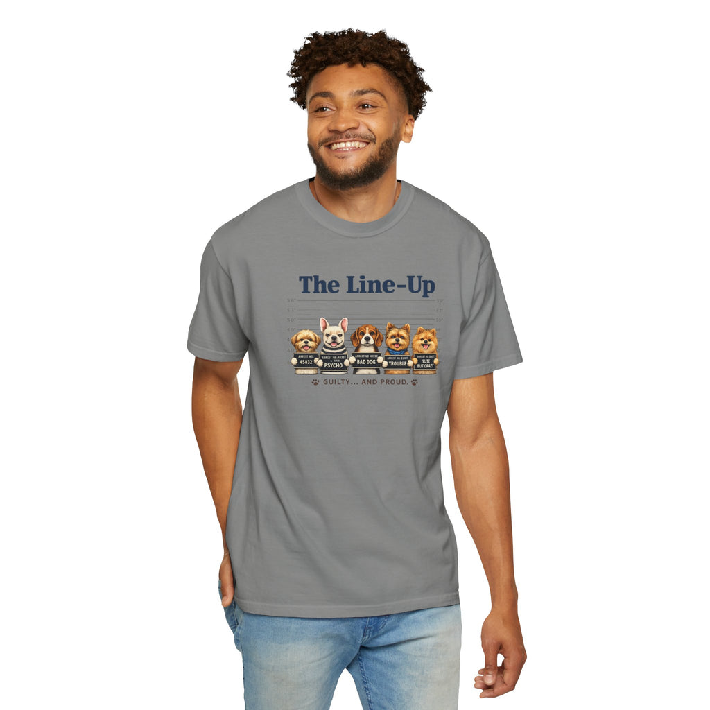 The Line-Up Cute Dog Mugshot T-Shirt — "Guilty and Adorable"