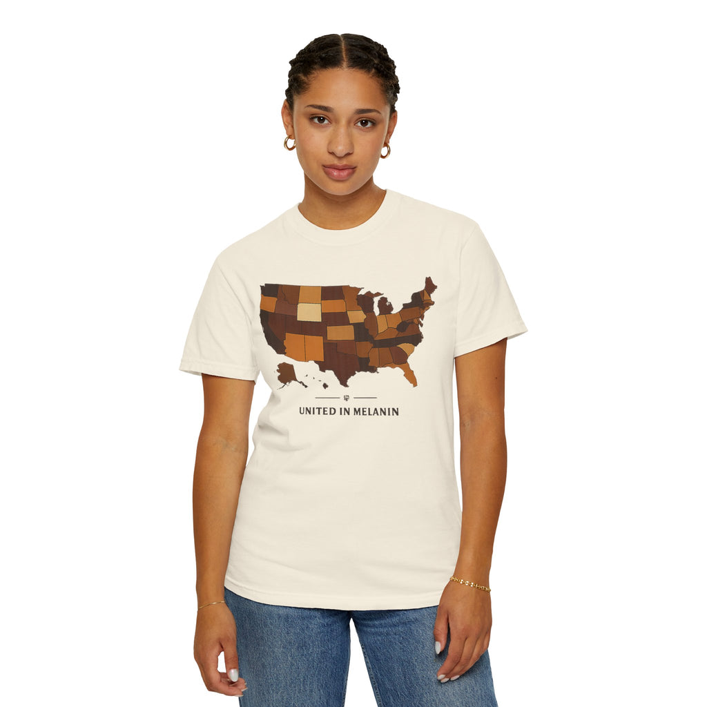 United in Melanin T-Shirt — Brown Shades USA Map Pride Tee