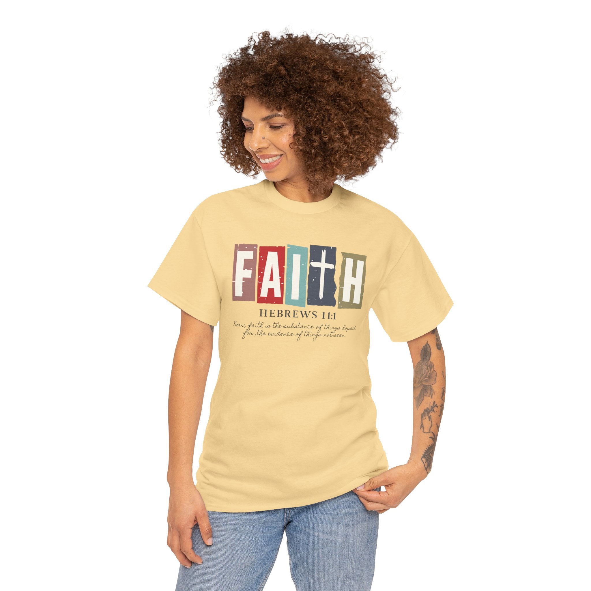 Funky Christian Tee - Colorful FAITH Design - Hebrews 11:1
