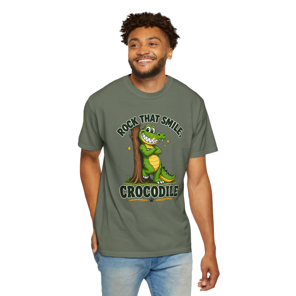 Rock That Smile Crocodile Adult Tee – Fun Graphic Crocodile Shirt