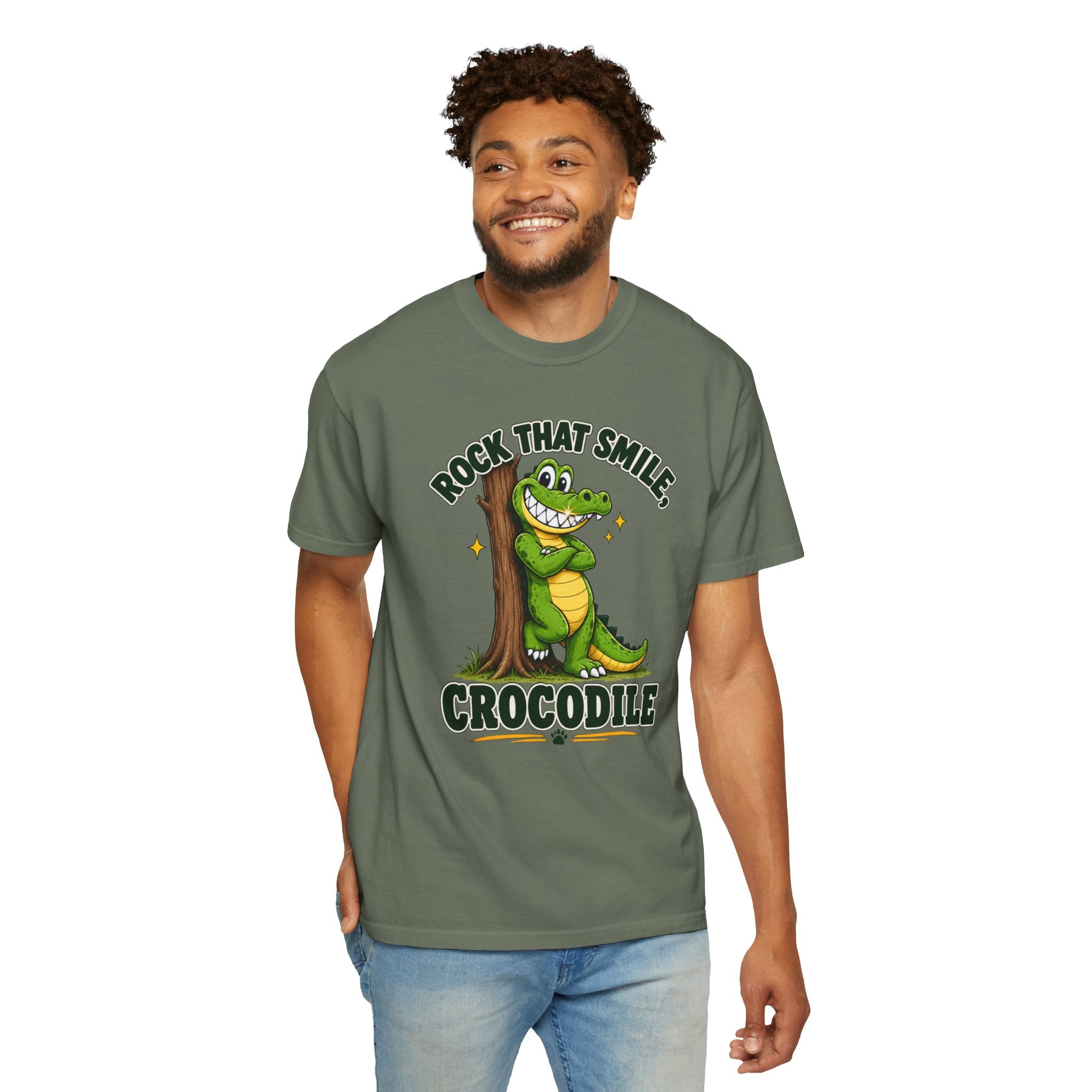 Rock That Smile Crocodile Adult Tee – Fun Graphic Crocodile Shirt
