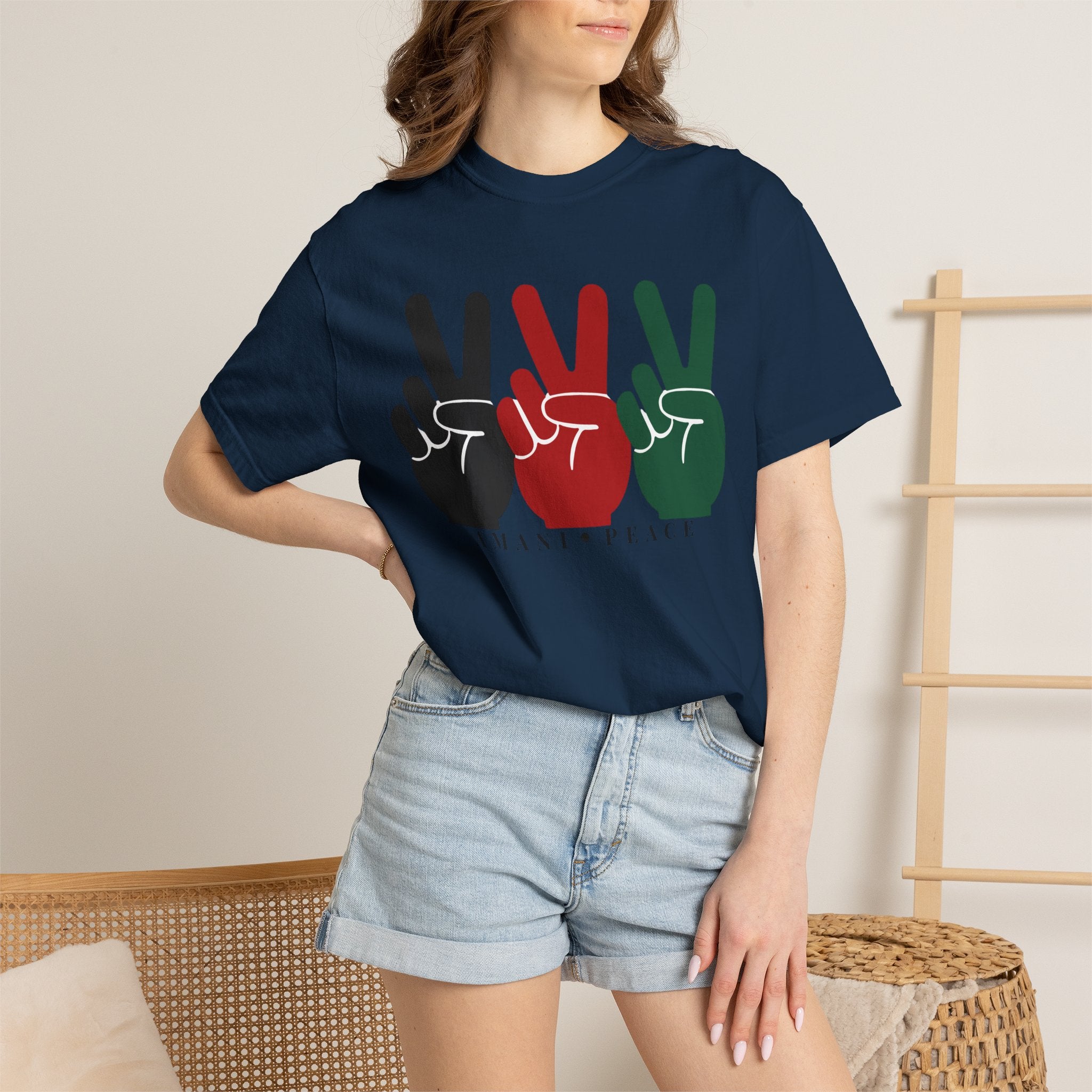 Peace Sign Trio T-Shirt — Black Red Green Retro Vibes