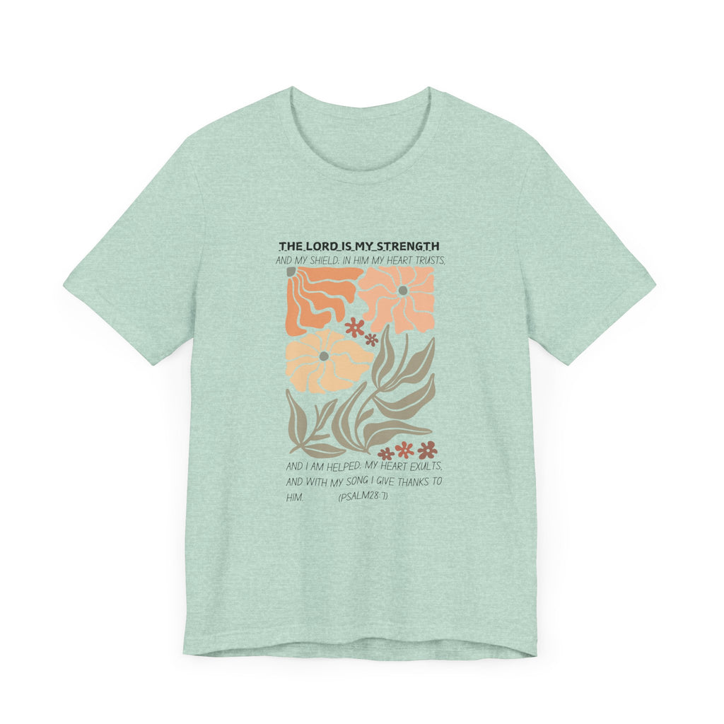 Boho Retro Flower T-shirt with Psalm 28:7 Tee