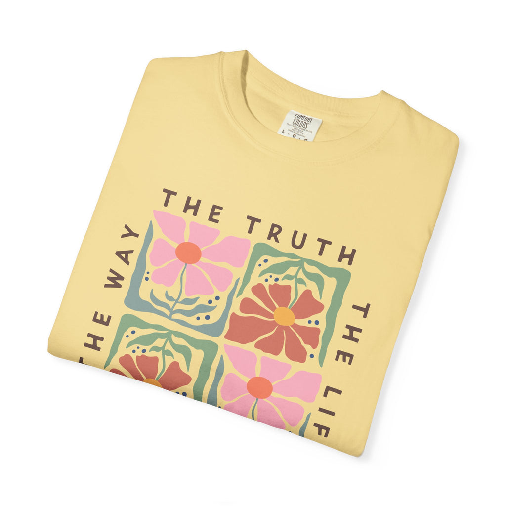 Christian Floral T-Shirt — “The Way The Truth The Life” John 14:6 Graphic Tee