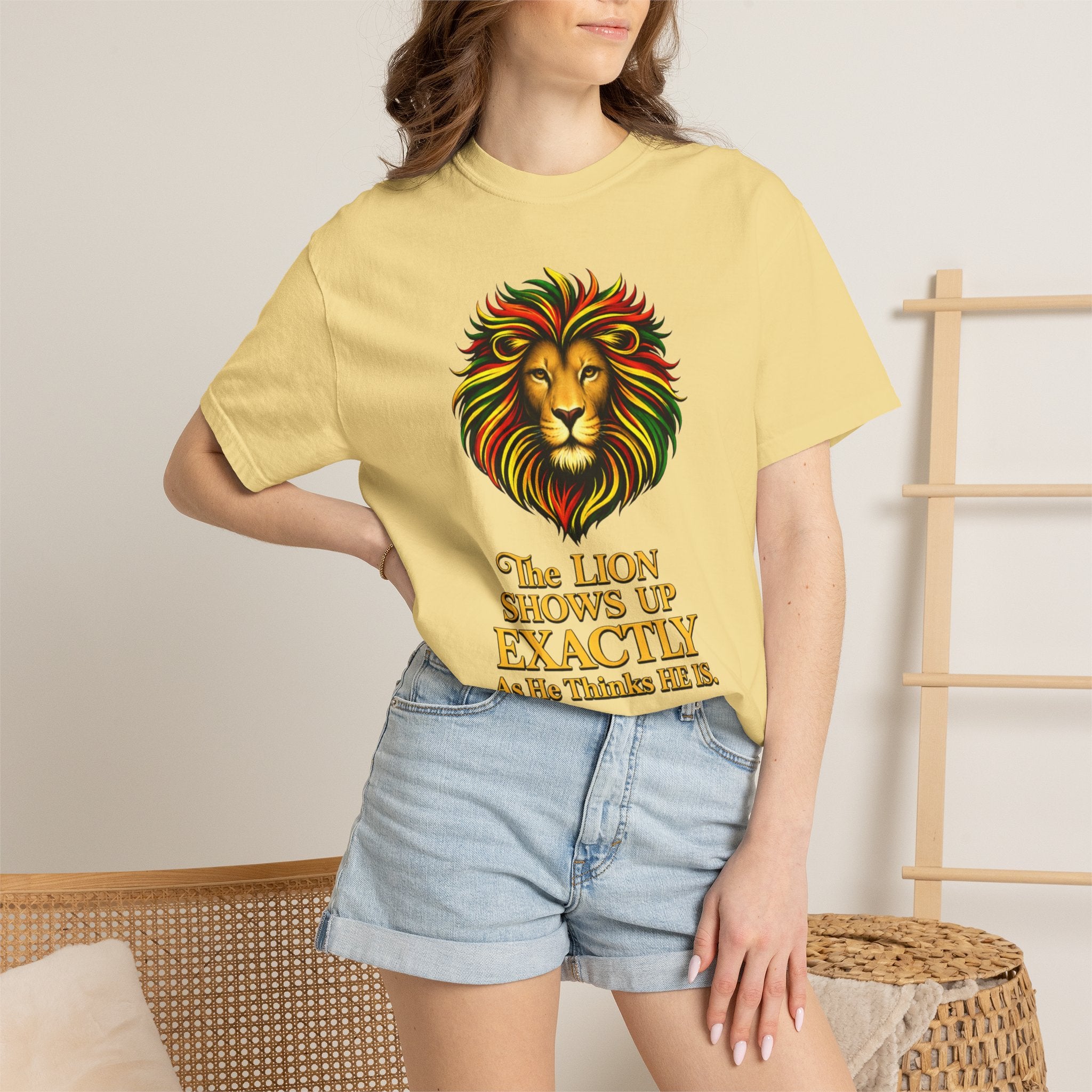 Lion T-Shirt — "The Lion Shows Up Exactly As He Thinks He Is" BLACK COLLECTION