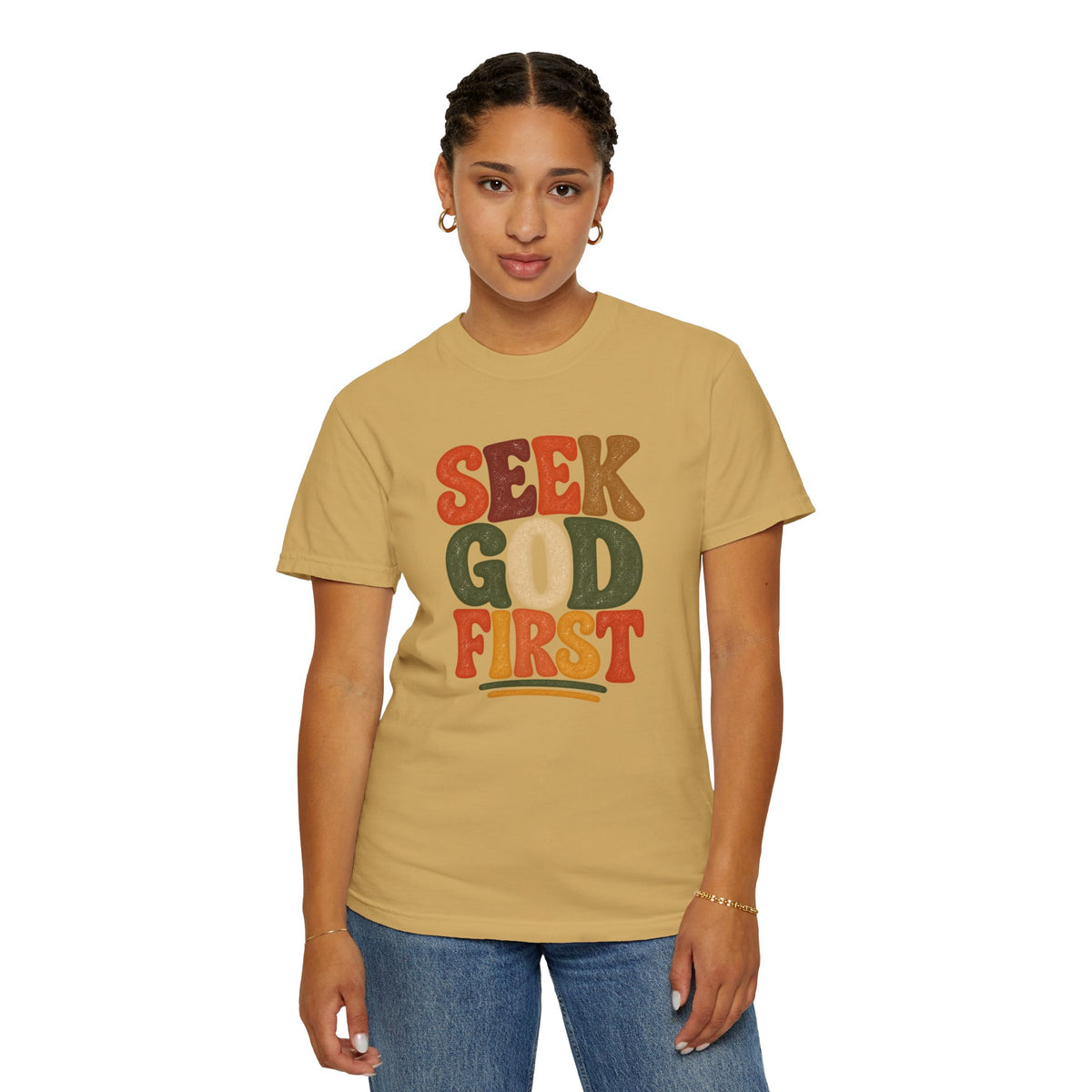 Seek God First Christian T-Shirt – Retro Faith Graphic Tee