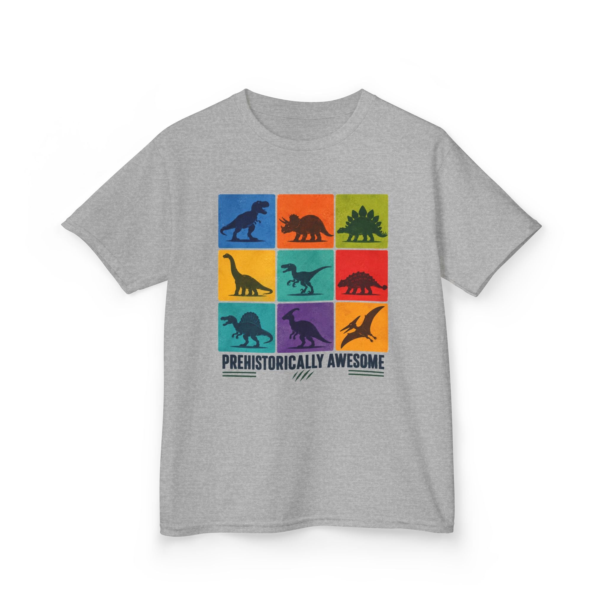 Kids- Prehistorically Awesome™ Dinosaur T-Shirt – Colorful Dino