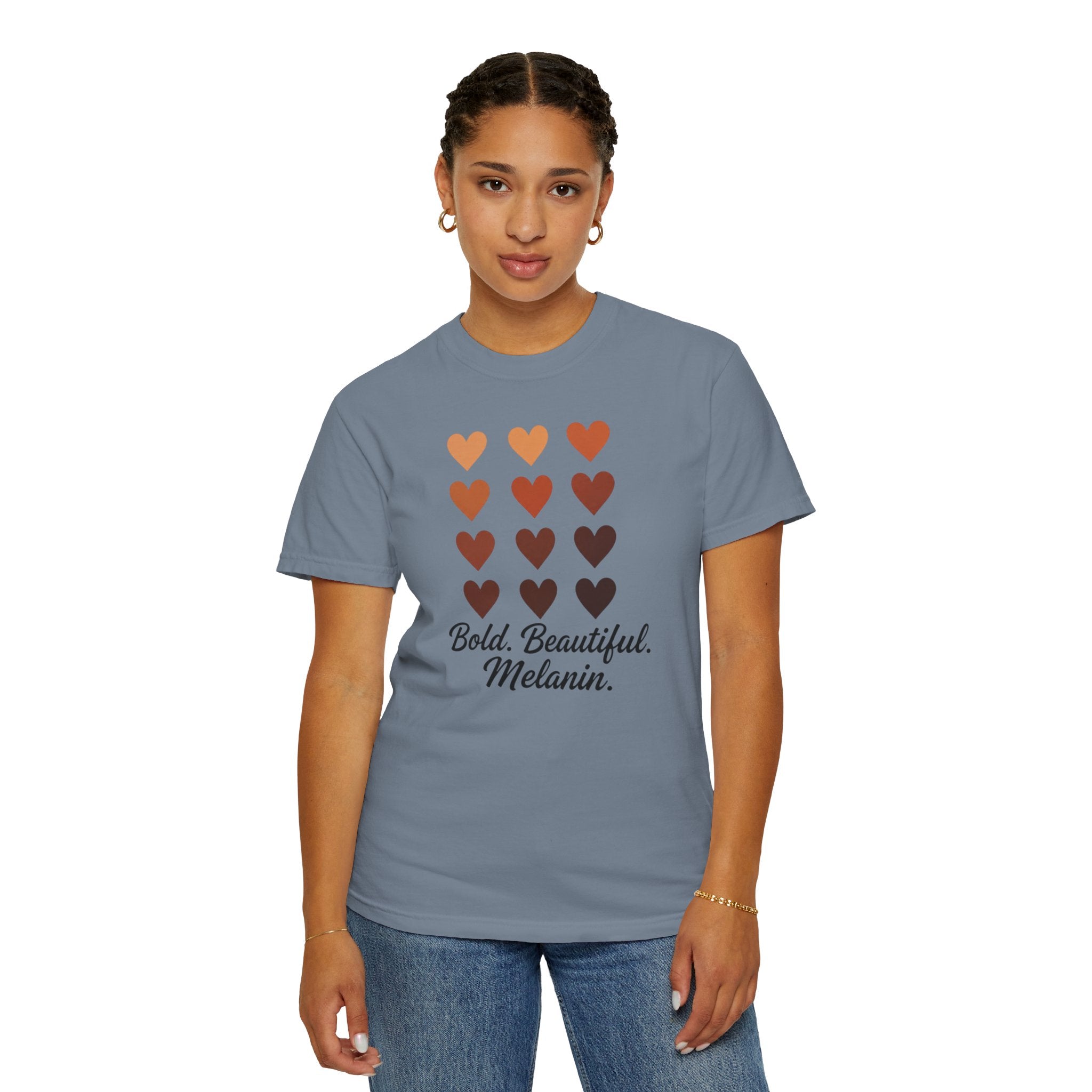 Bold Beautiful Melanin Hearts Tee