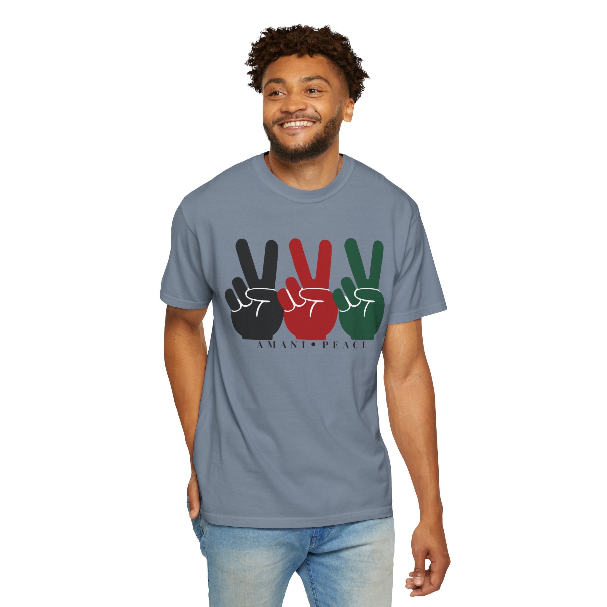 Peace Sign Trio T-Shirt — Black Red Green Retro Vibes