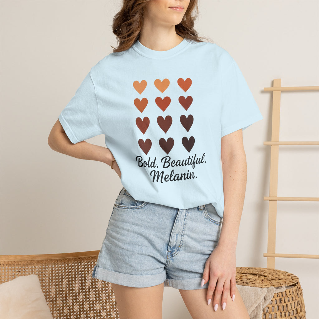 Bold Beautiful Melanin Hearts Tee