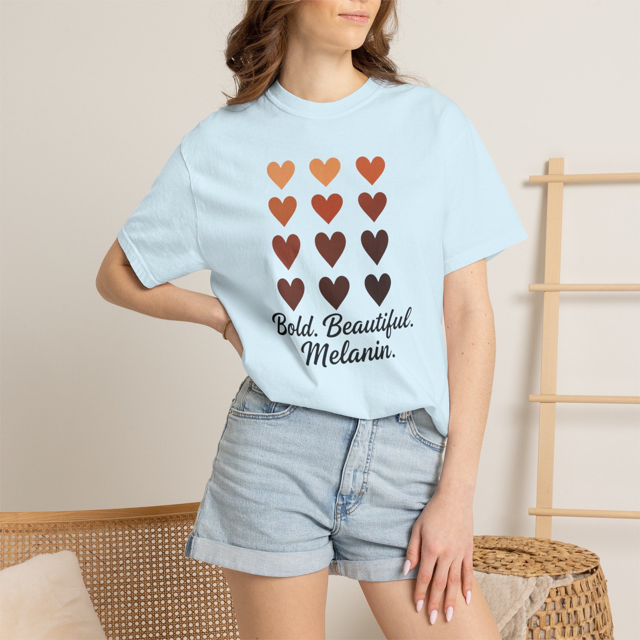 Bold Beautiful Melanin Hearts Tee
