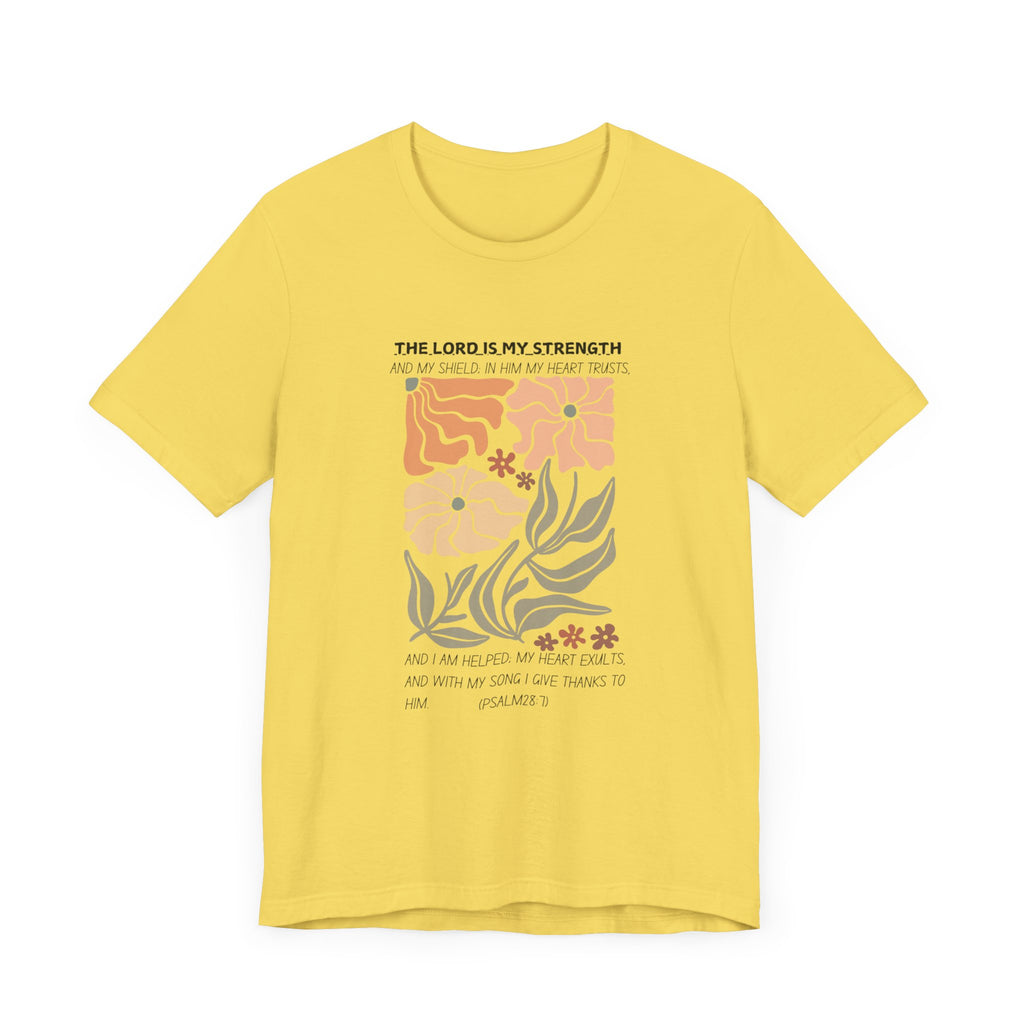 Boho Retro Flower T-shirt with Psalm 28:7 Tee