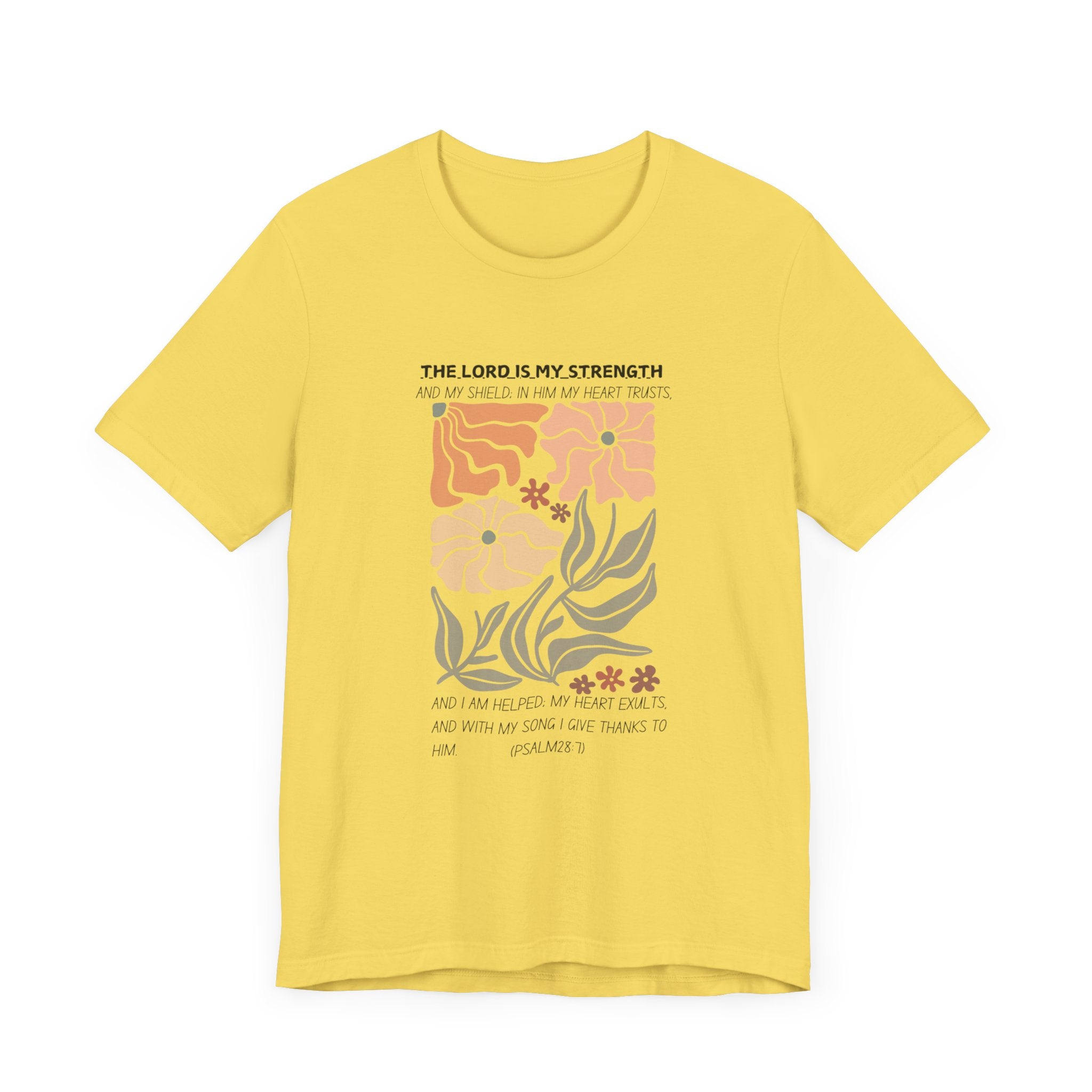 Boho Retro Flower T-shirt with Psalm 28:7 Tee