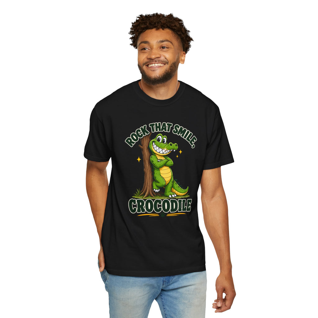 Rock That Smile Crocodile Adult Tee – Fun Graphic Crocodile Shirt