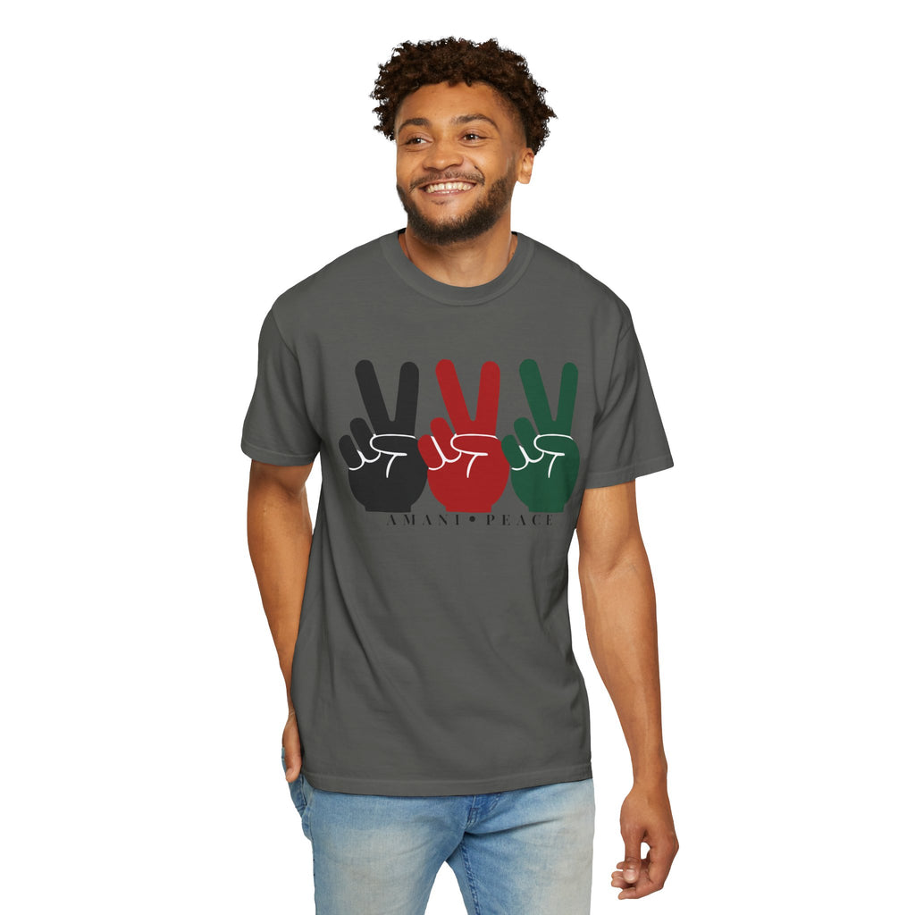 Peace Sign Trio T-Shirt — Black Red Green Retro Vibes
