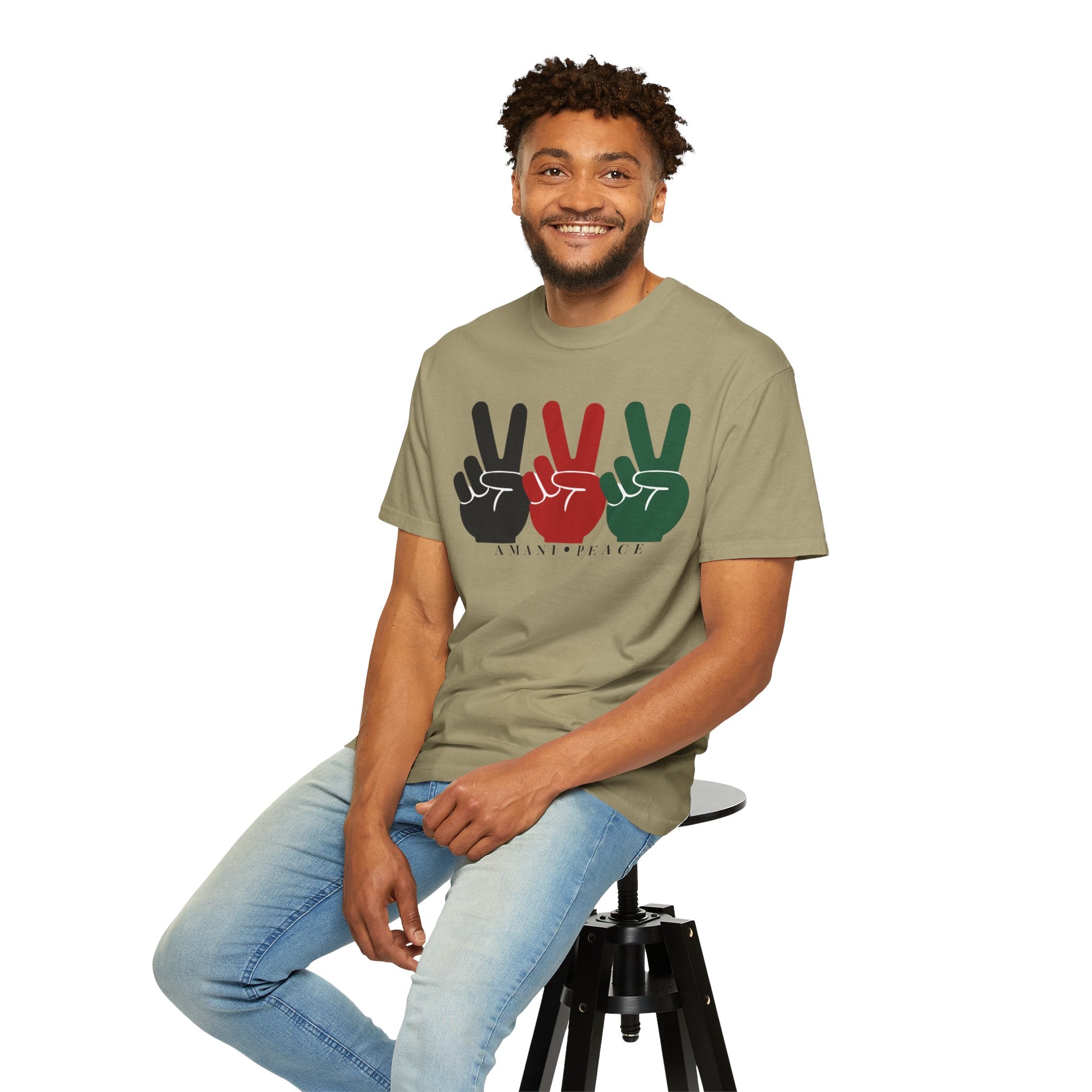 Peace Sign Trio T-Shirt — Black Red Green Retro Vibes