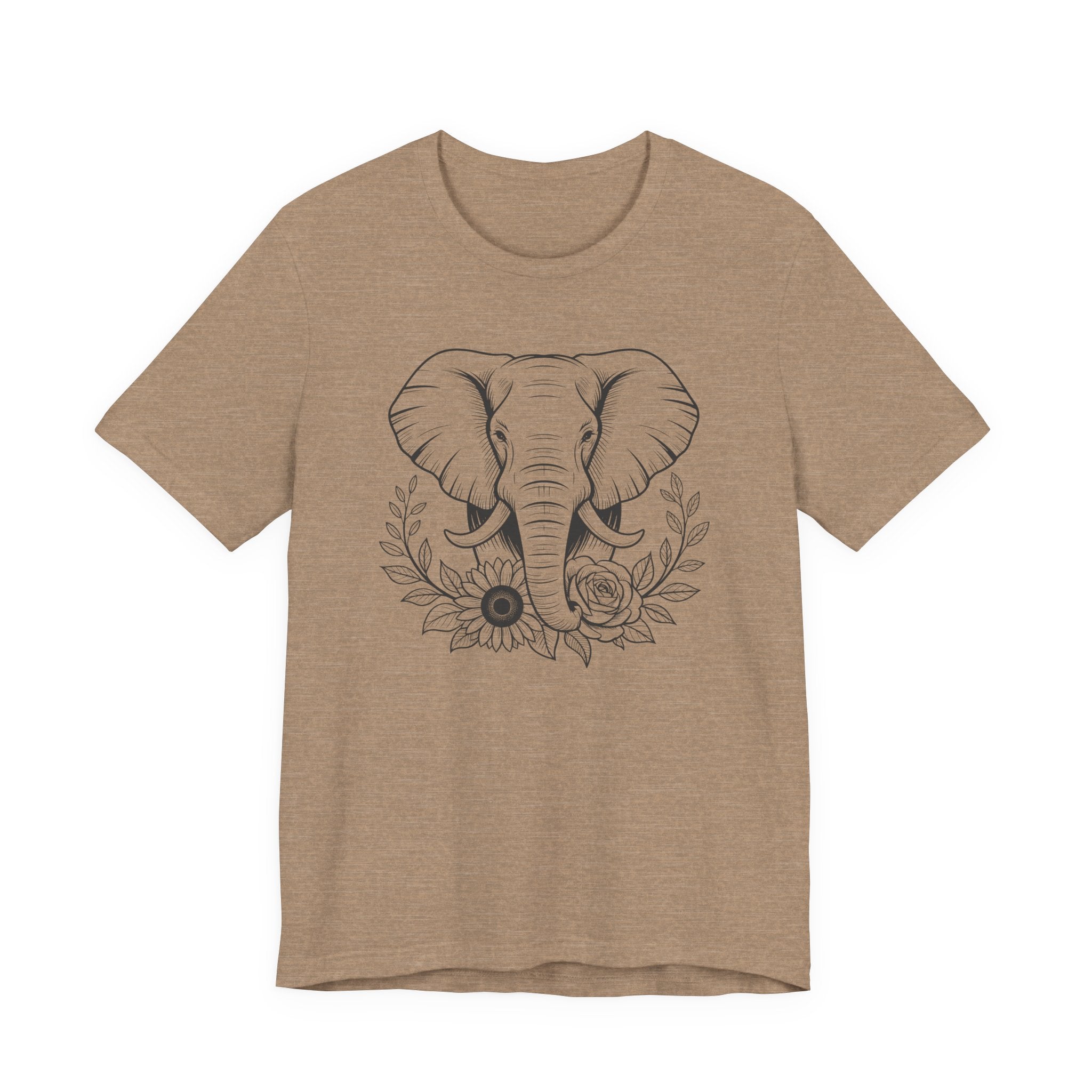 Elephant & Floral Strength T-Shirt — "Strength Meets Beauty"