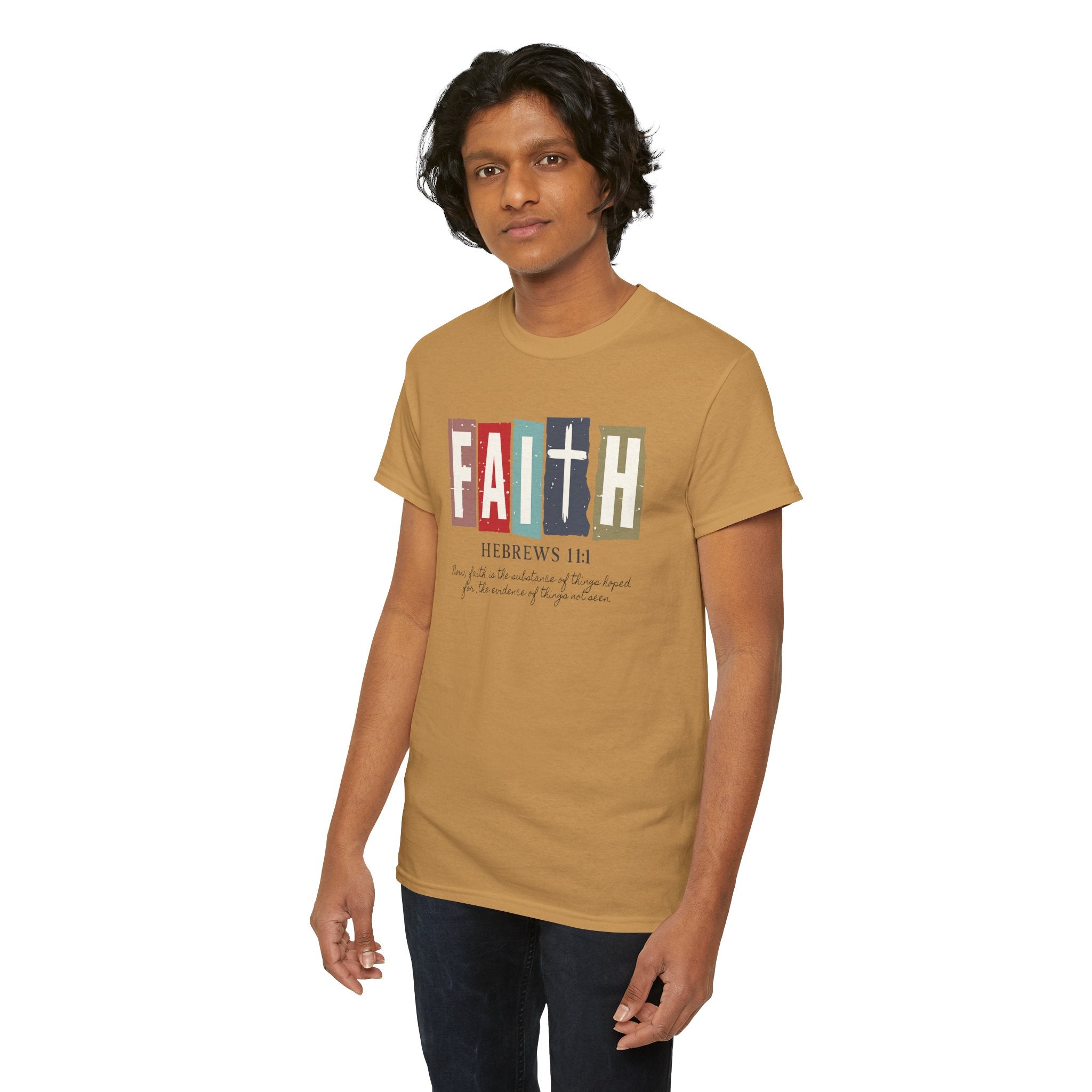 Funky Christian Tee - Colorful FAITH Design - Hebrews 11:1