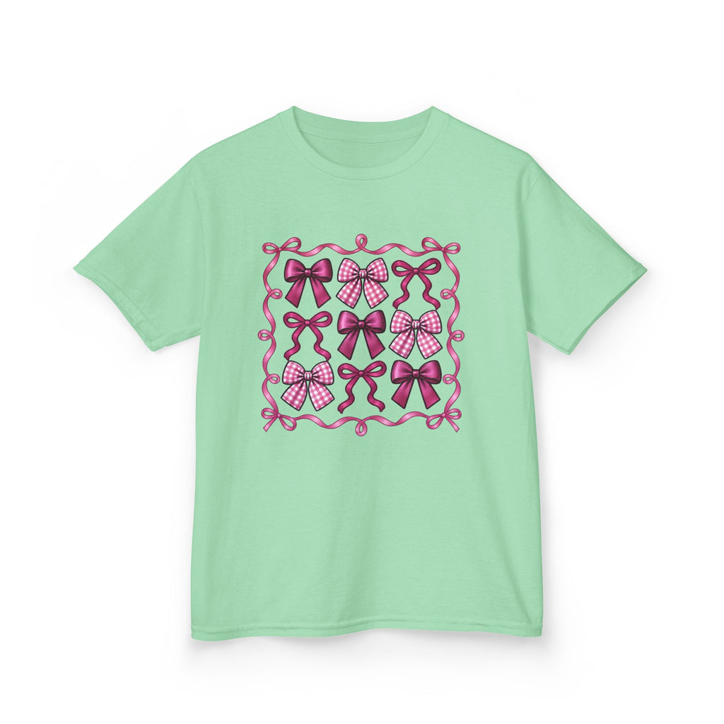 Pretty in Bows Girls’ Tee – Pink Ribbon Grid Shirt