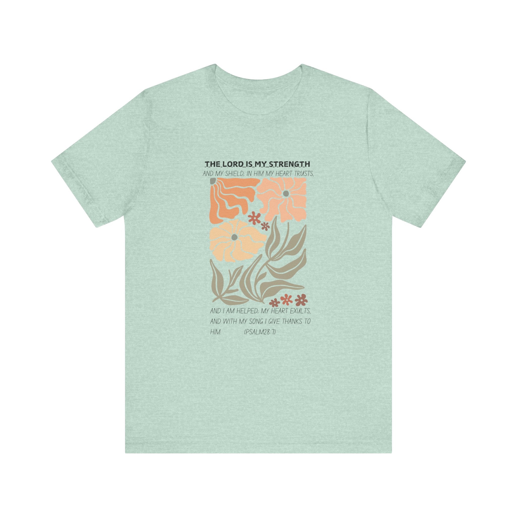 Boho Retro Flower T-shirt with Psalm 28:7 Tee