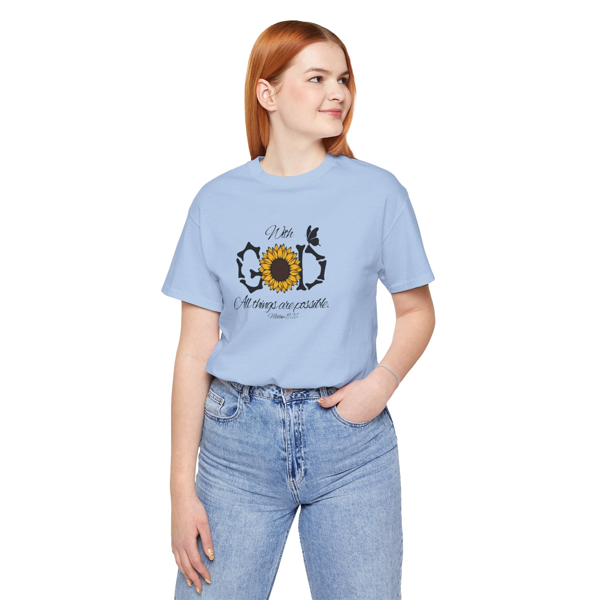 With God, All Things Are Possible with Daisy design: Scripture T-shirt