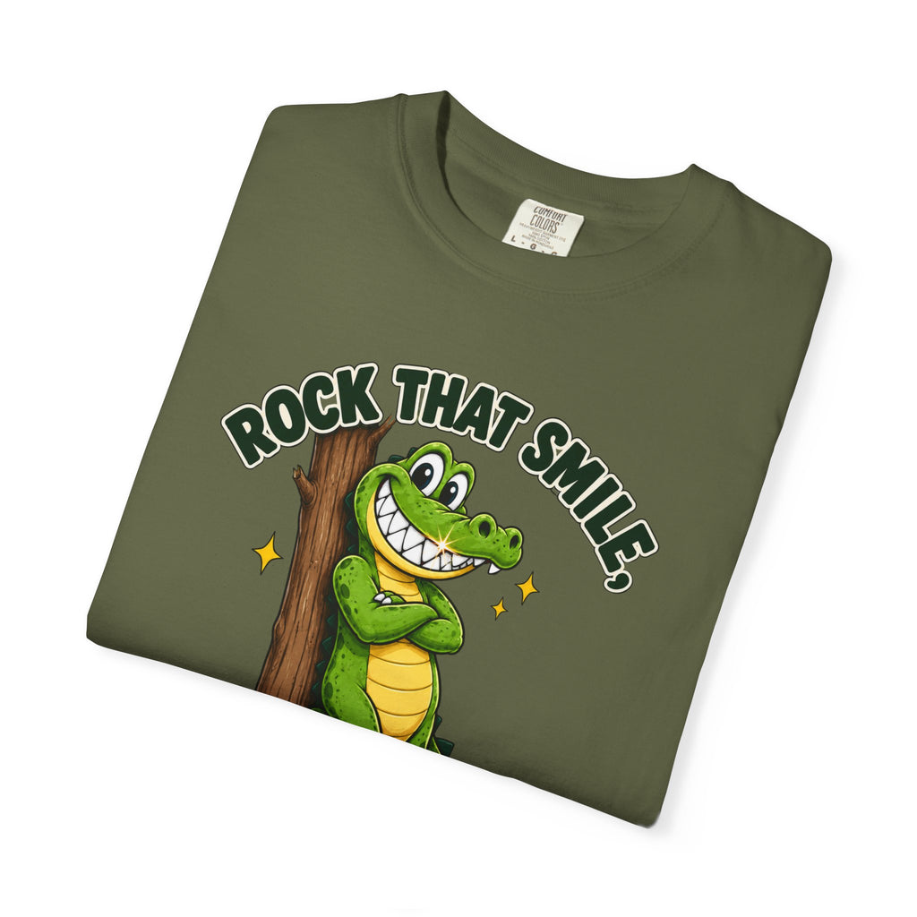 Rock That Smile Crocodile Adult Tee – Fun Graphic Crocodile Shirt