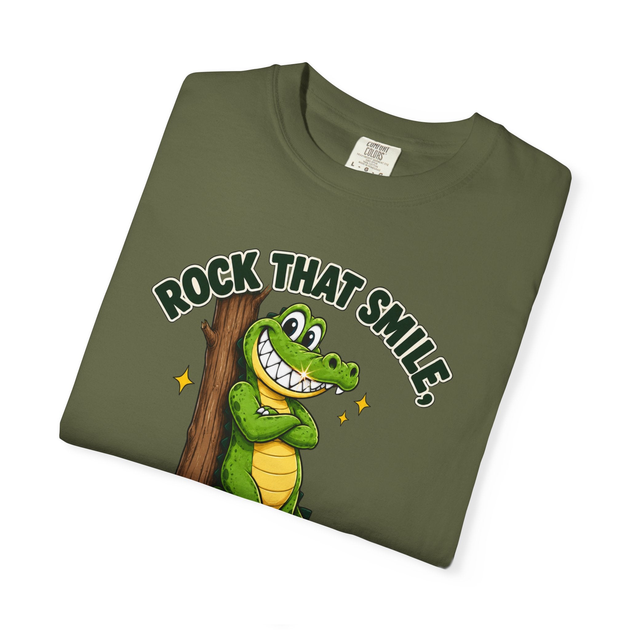 Rock That Smile Crocodile Adult Tee – Fun Graphic Crocodile Shirt