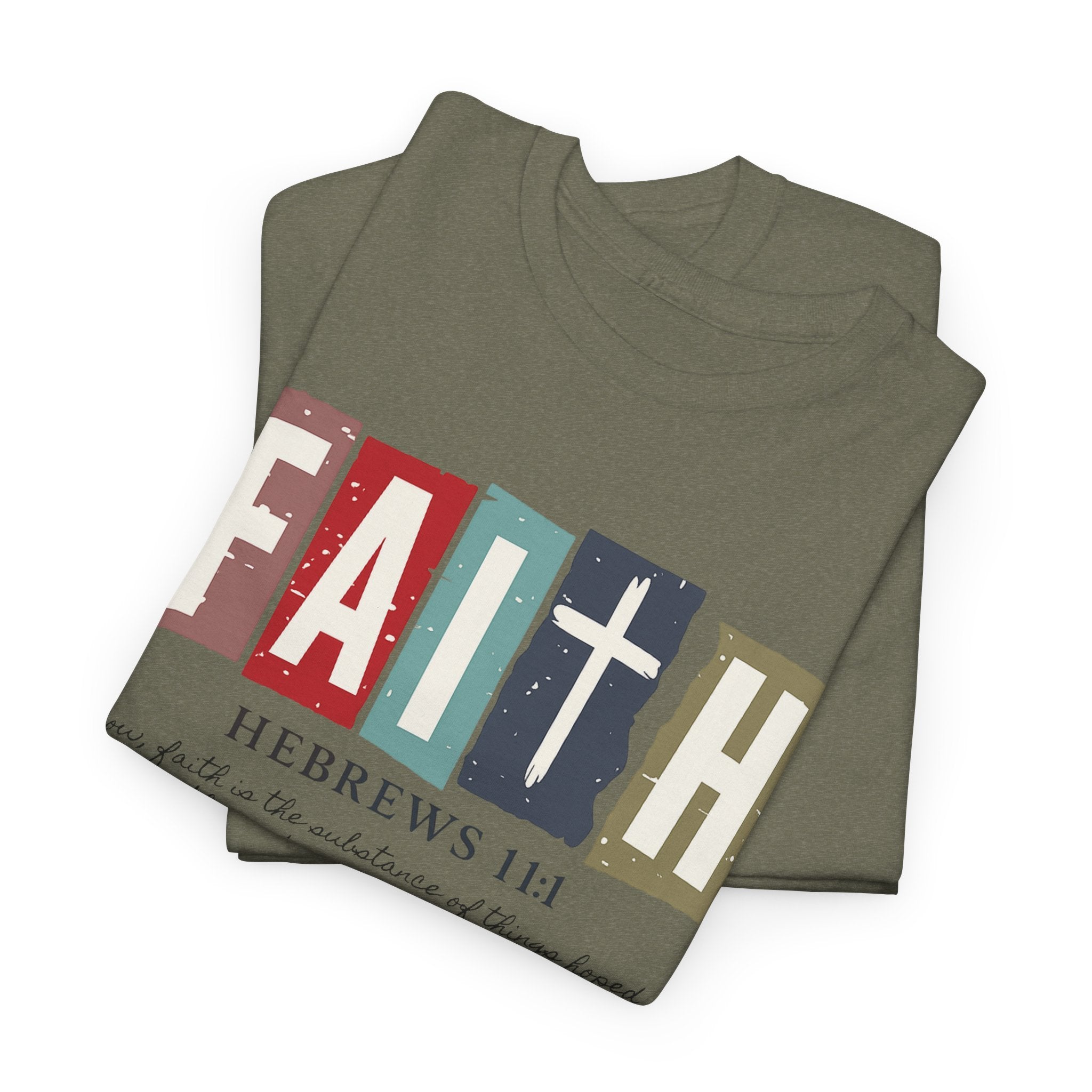 Funky Christian Tee - Colorful FAITH Design - Hebrews 11:1