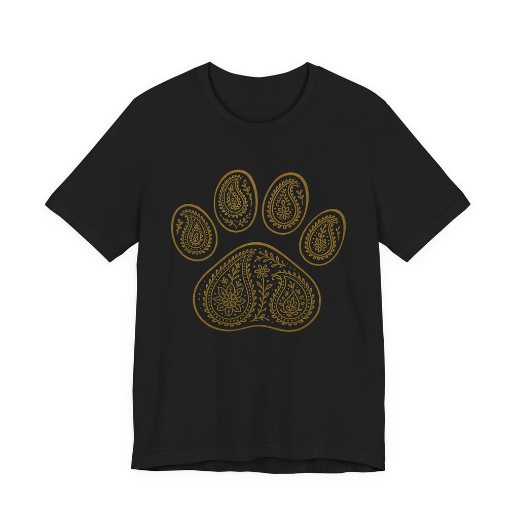 Gold Paisley Paw Print Tee