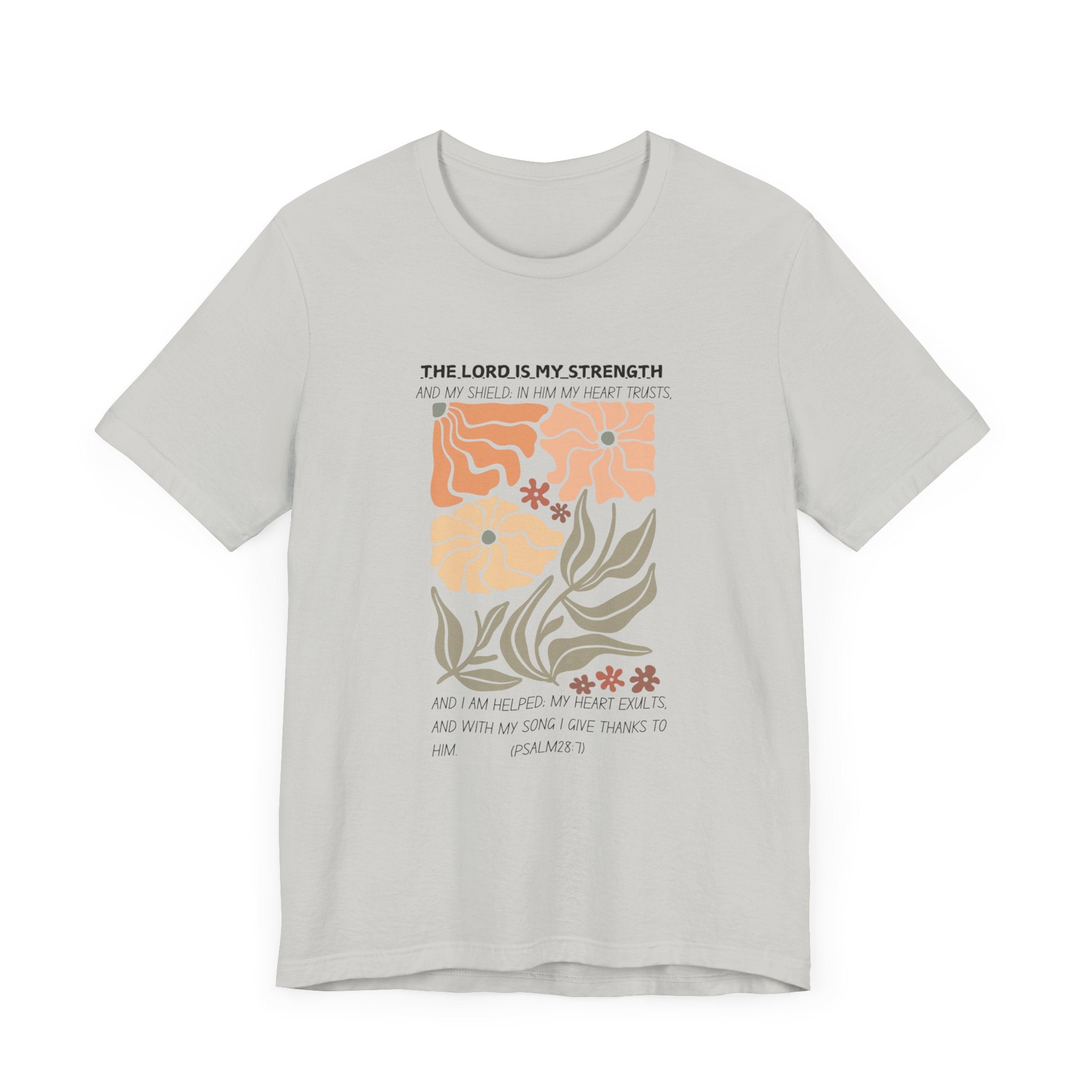 Boho Retro Flower T-shirt with Psalm 28:7 Tee