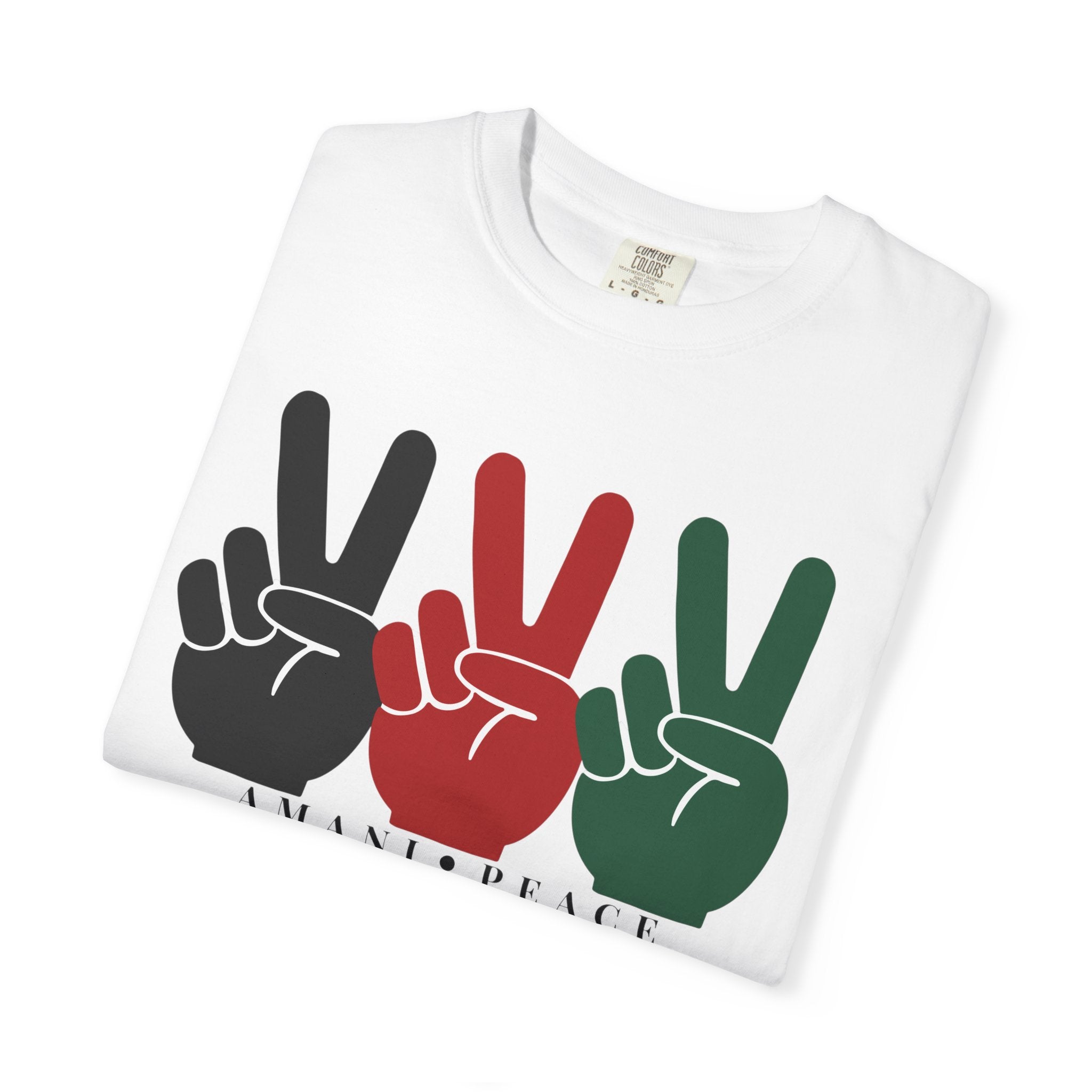 Peace Sign Trio T-Shirt — Black Red Green Retro Vibes