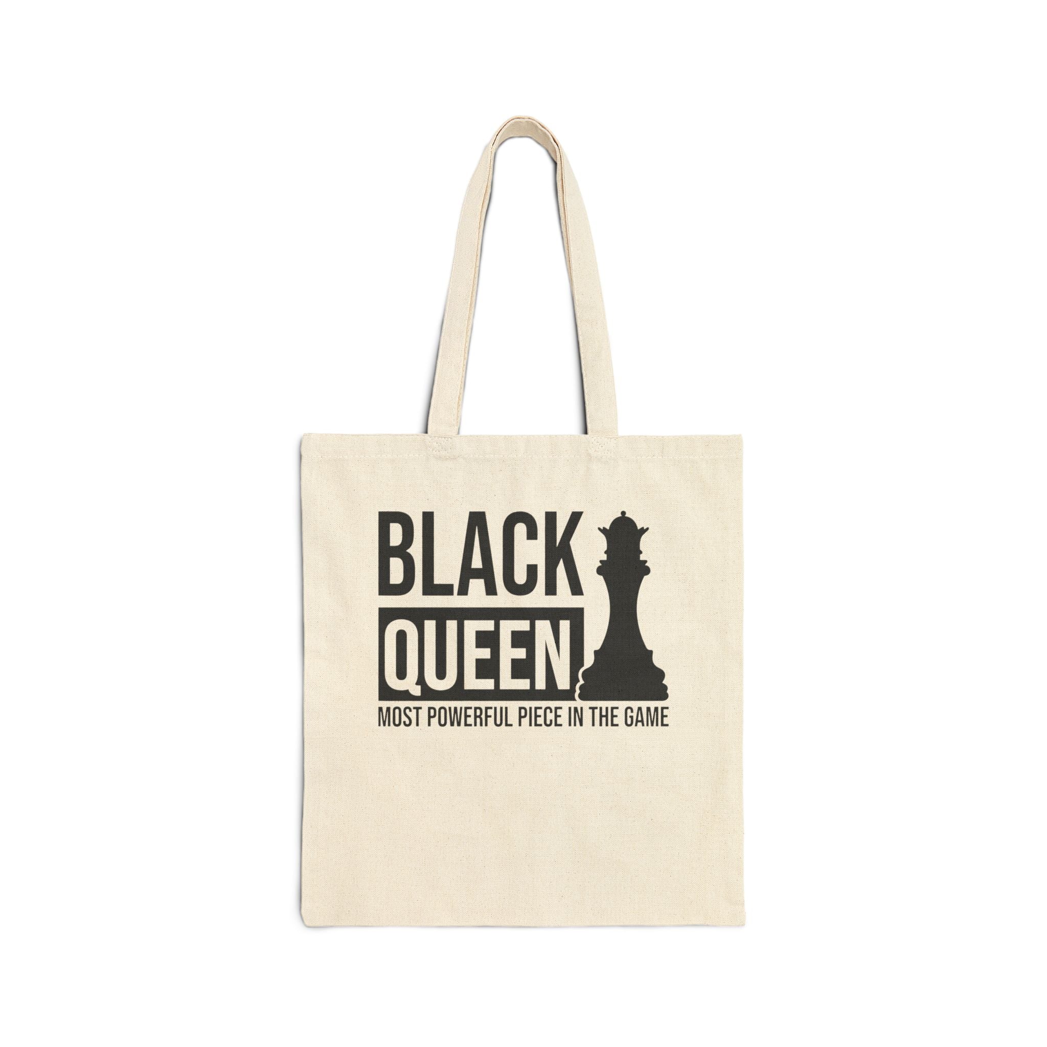 Tote — "Black Queen" Canvas Tote Bag, Empowerment Chess Design