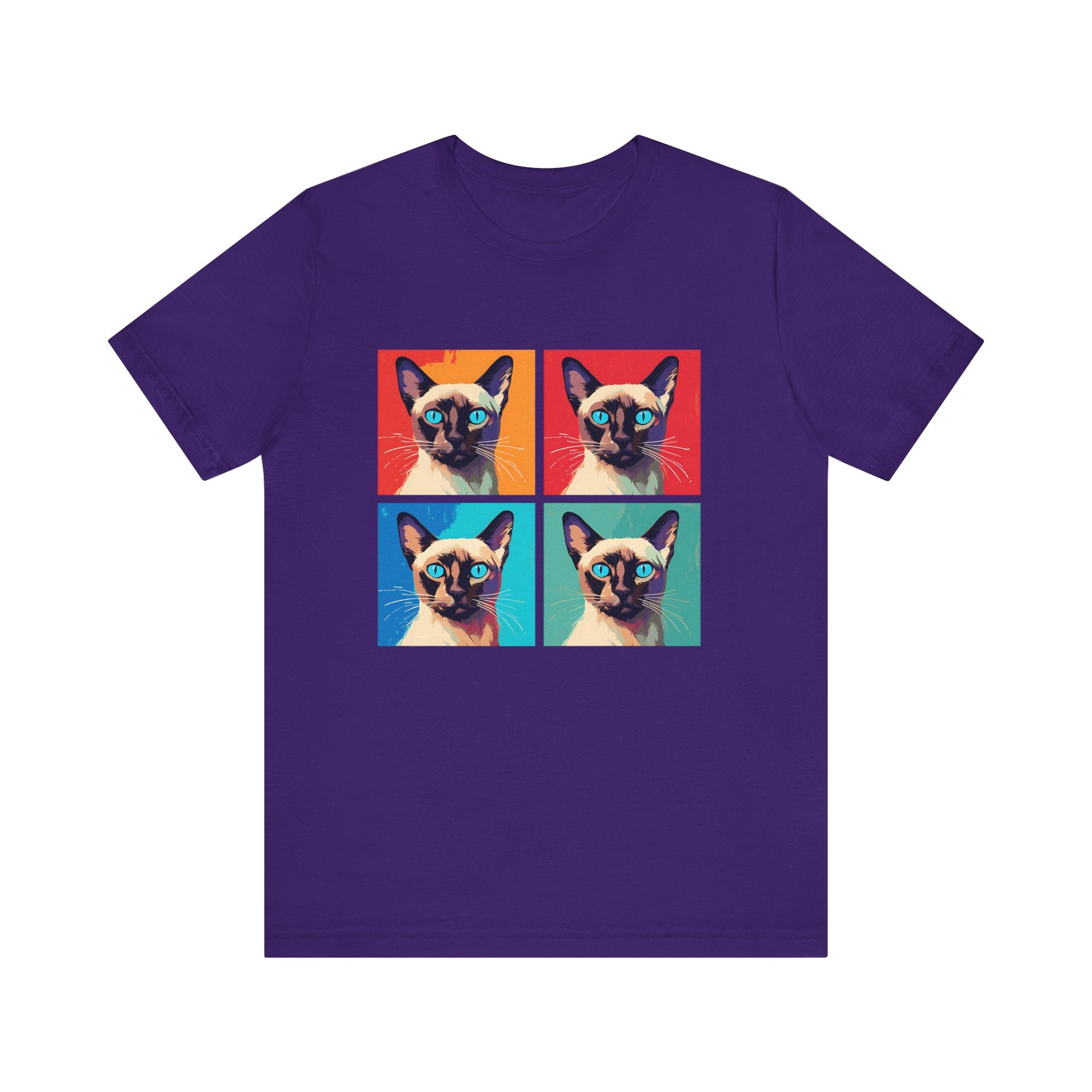 Colorful Siamese Cat Tee, Fun Graphic T-Shirt, Cat Lover Gift, Pop Art Style, Unique Animal Shirt, Casual Wear, Birthday Present