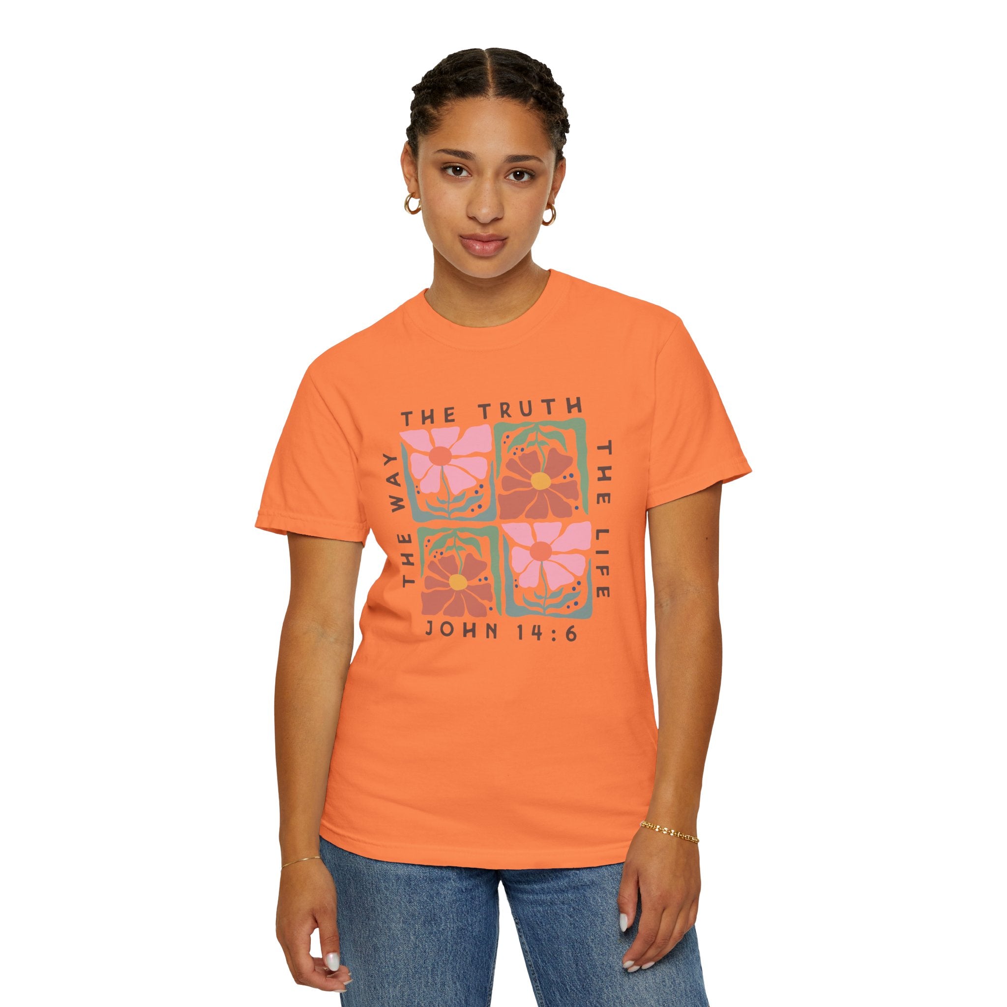Christian Floral T-Shirt — “The Way The Truth The Life” John 14:6 Graphic Tee