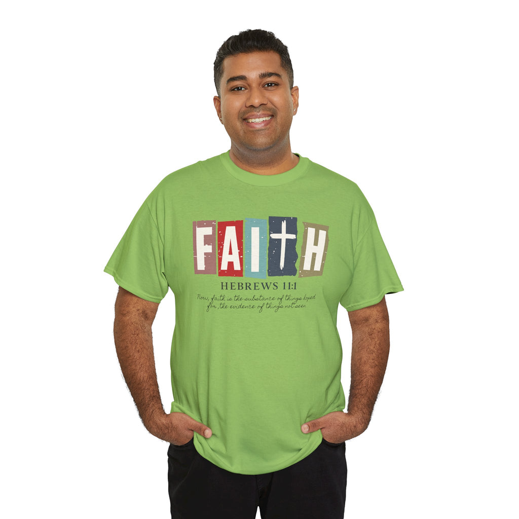 Funky Christian Tee - Colorful FAITH Design - Hebrews 11:1