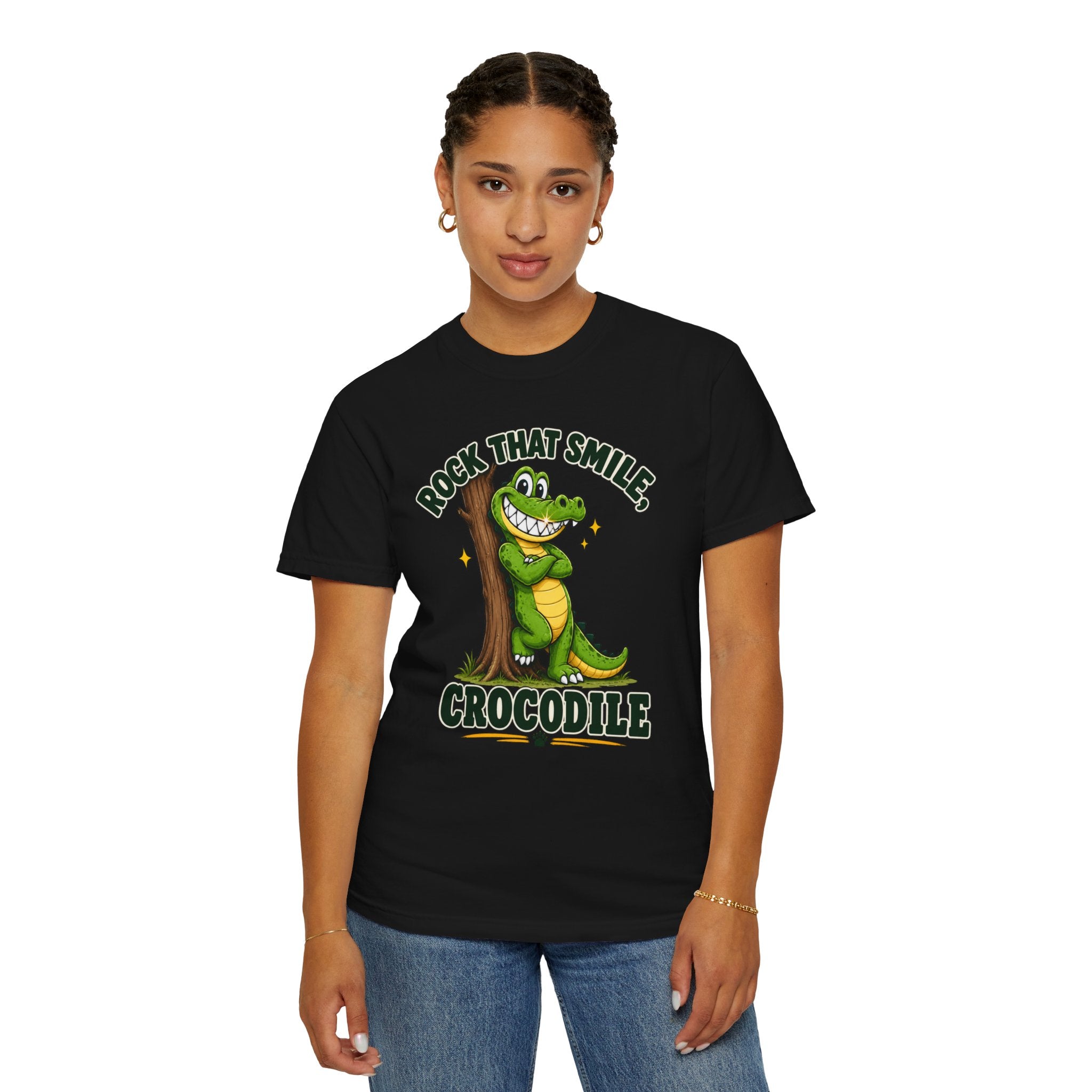 Rock That Smile Crocodile Adult Tee – Fun Graphic Crocodile Shirt