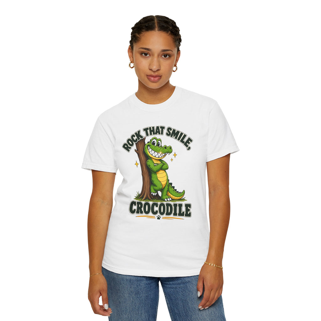 Rock That Smile Crocodile Adult Tee – Fun Graphic Crocodile Shirt