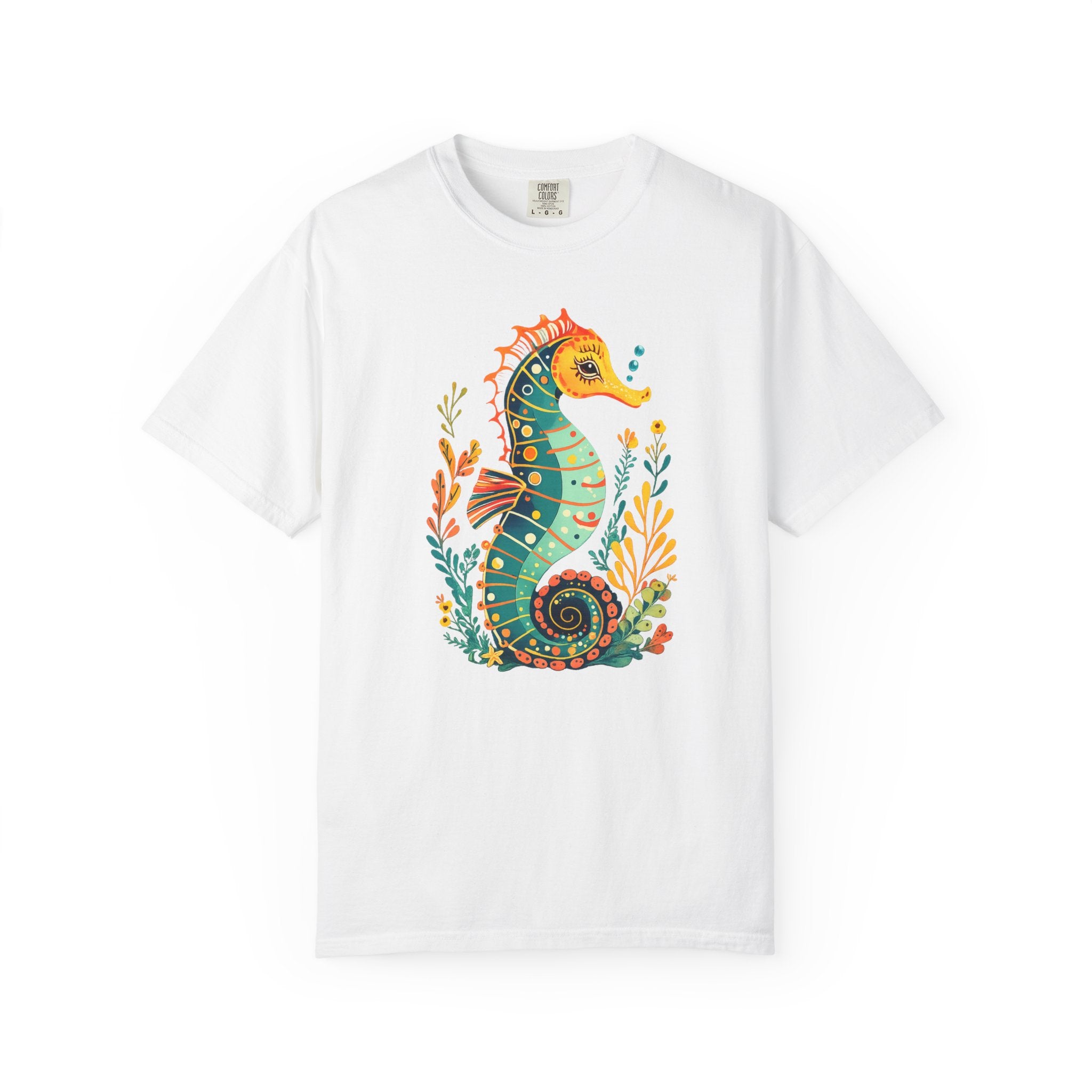 Seahorse Floral T-Shirt — Colorful Ocean Illustration Tee