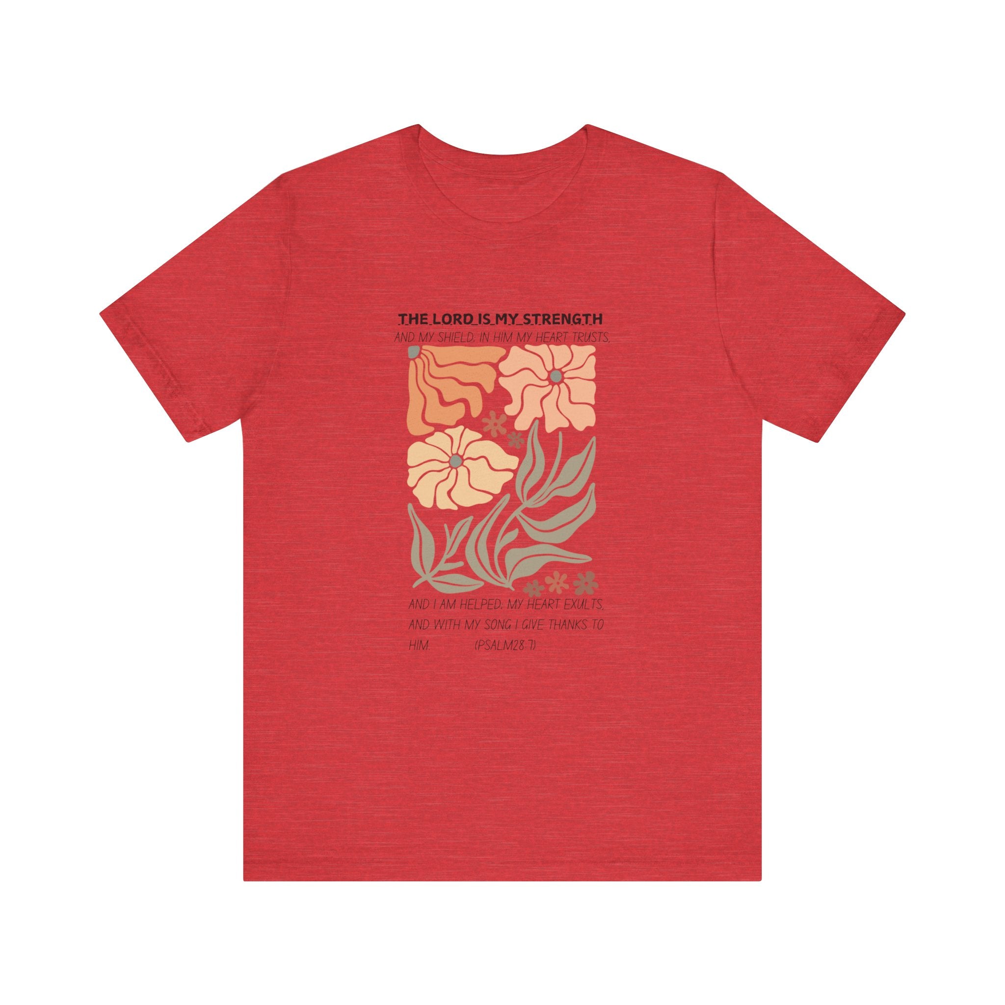 Boho Retro Flower T-shirt with Psalm 28:7 Tee