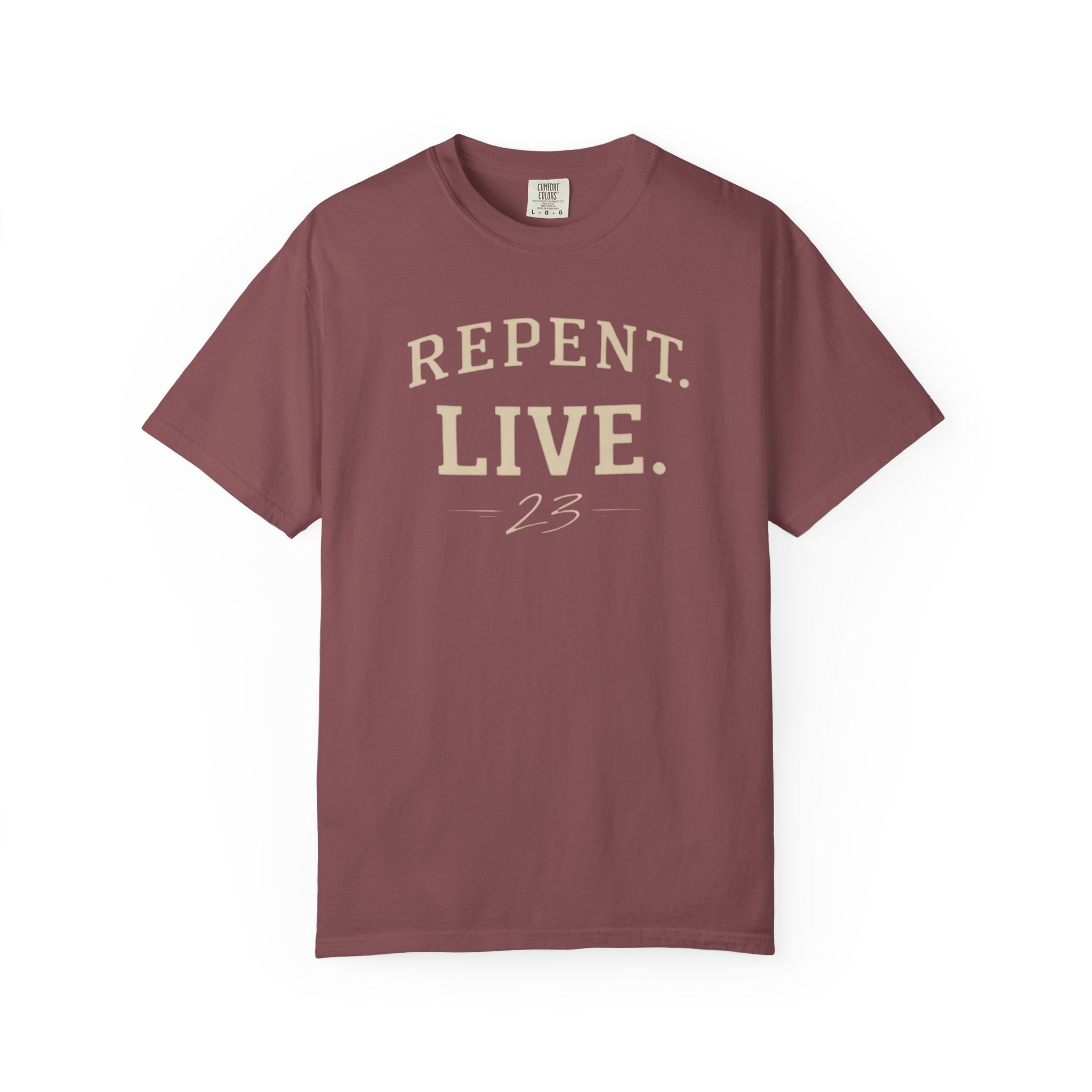 REPENT. LIVE. Faith T-Shirt — Bold Minimal Christian Tee